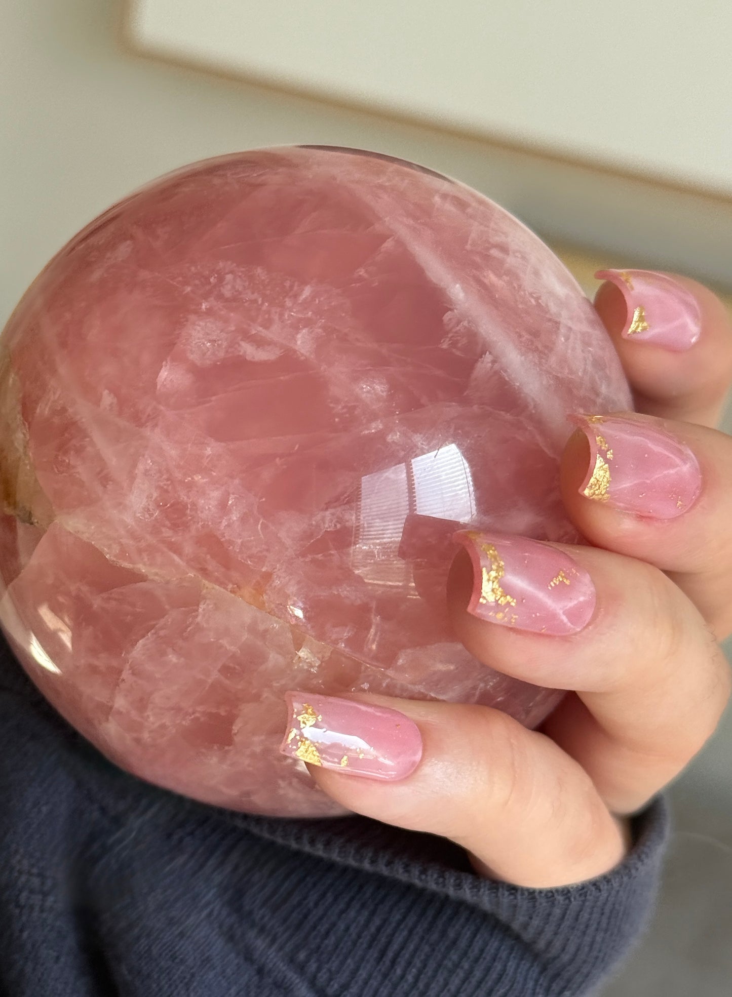 Rainbow Rose Quartz  Inspired Reusable Press on Nails