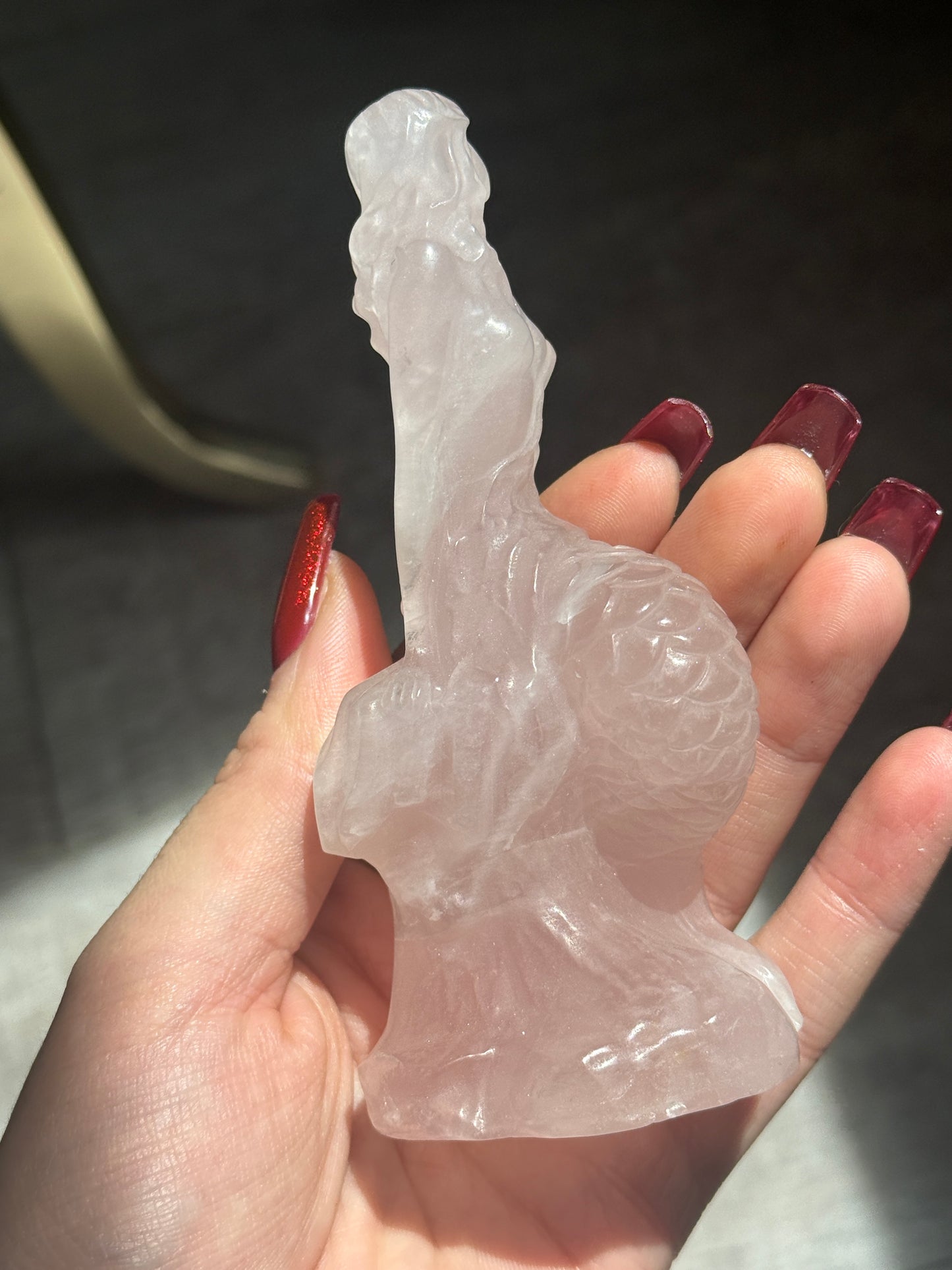 Glittering Mermaid Rose Quartz Carving ✨🎀