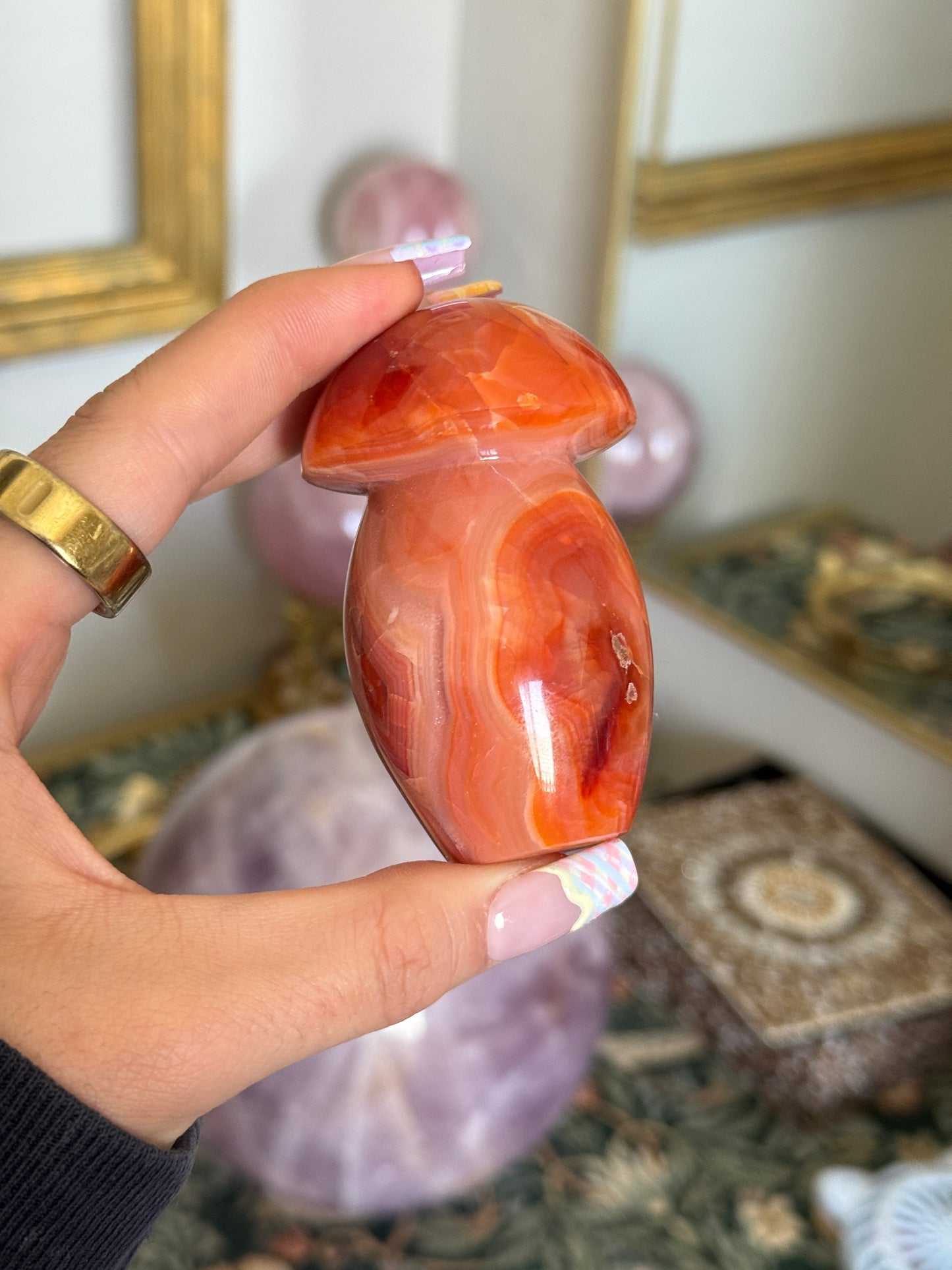 Pastel Banded Carnelian Mushrooms (choose your own)