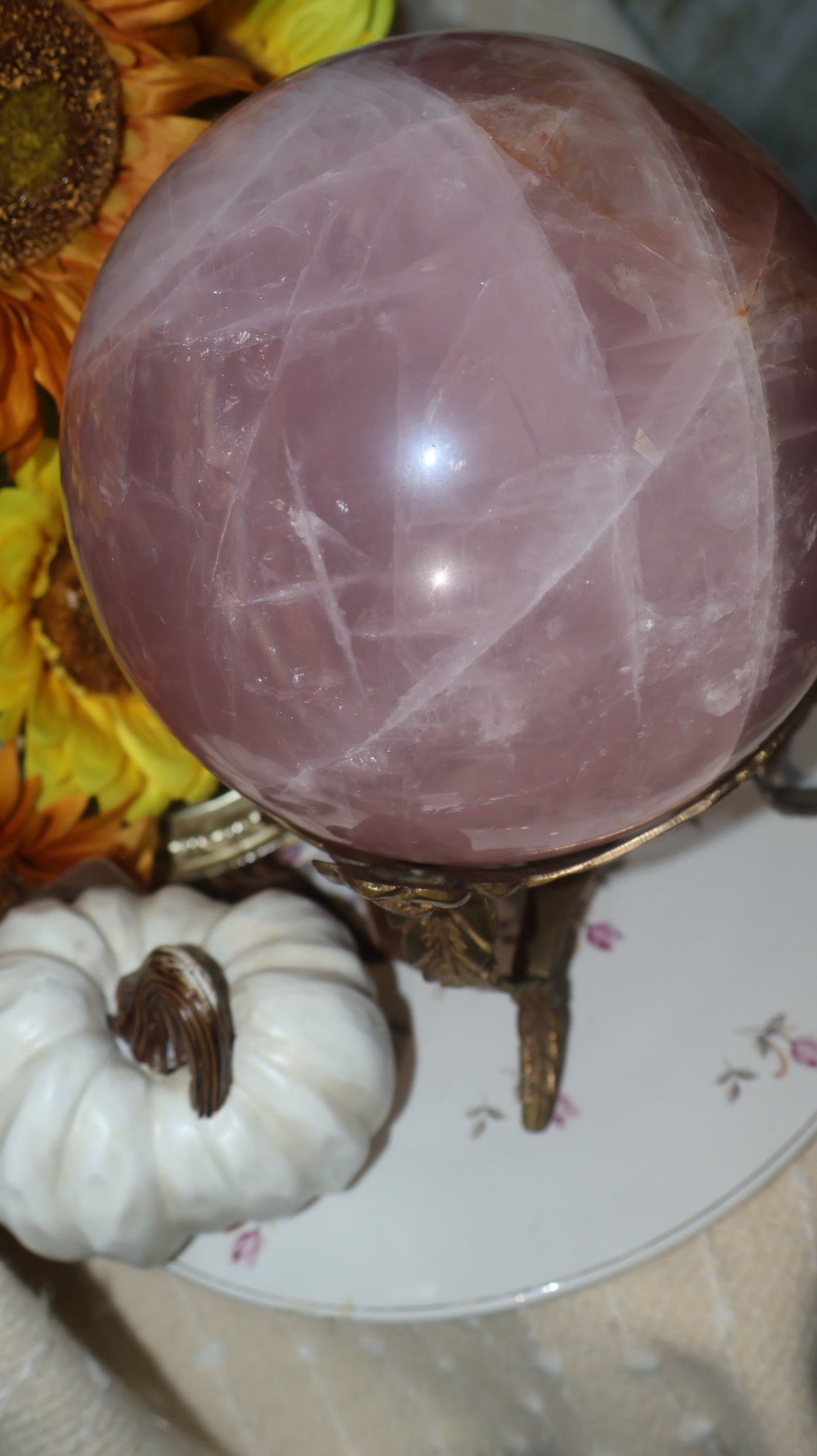 ✨Statement✨ 15lb Golden Asterism, Duo-Toned Rutile Filled Star Rose Quartz Sphere