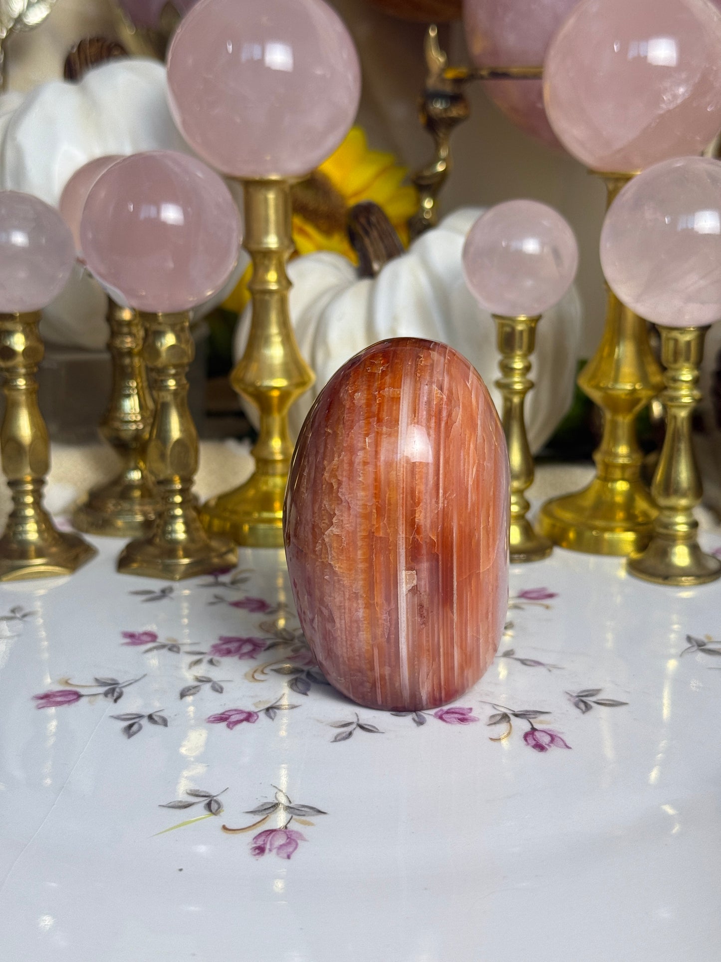 Blush Pink and Coral Banded Carnelian Freeform
