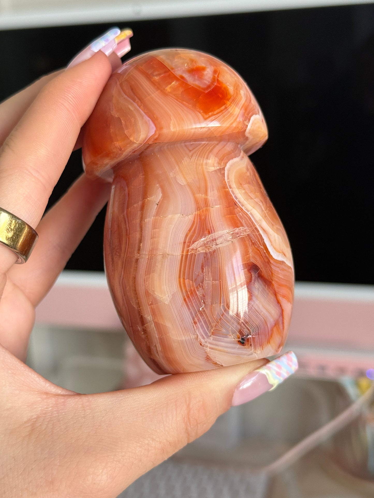 Pastel Banded Carnelian Mushrooms (choose your own)