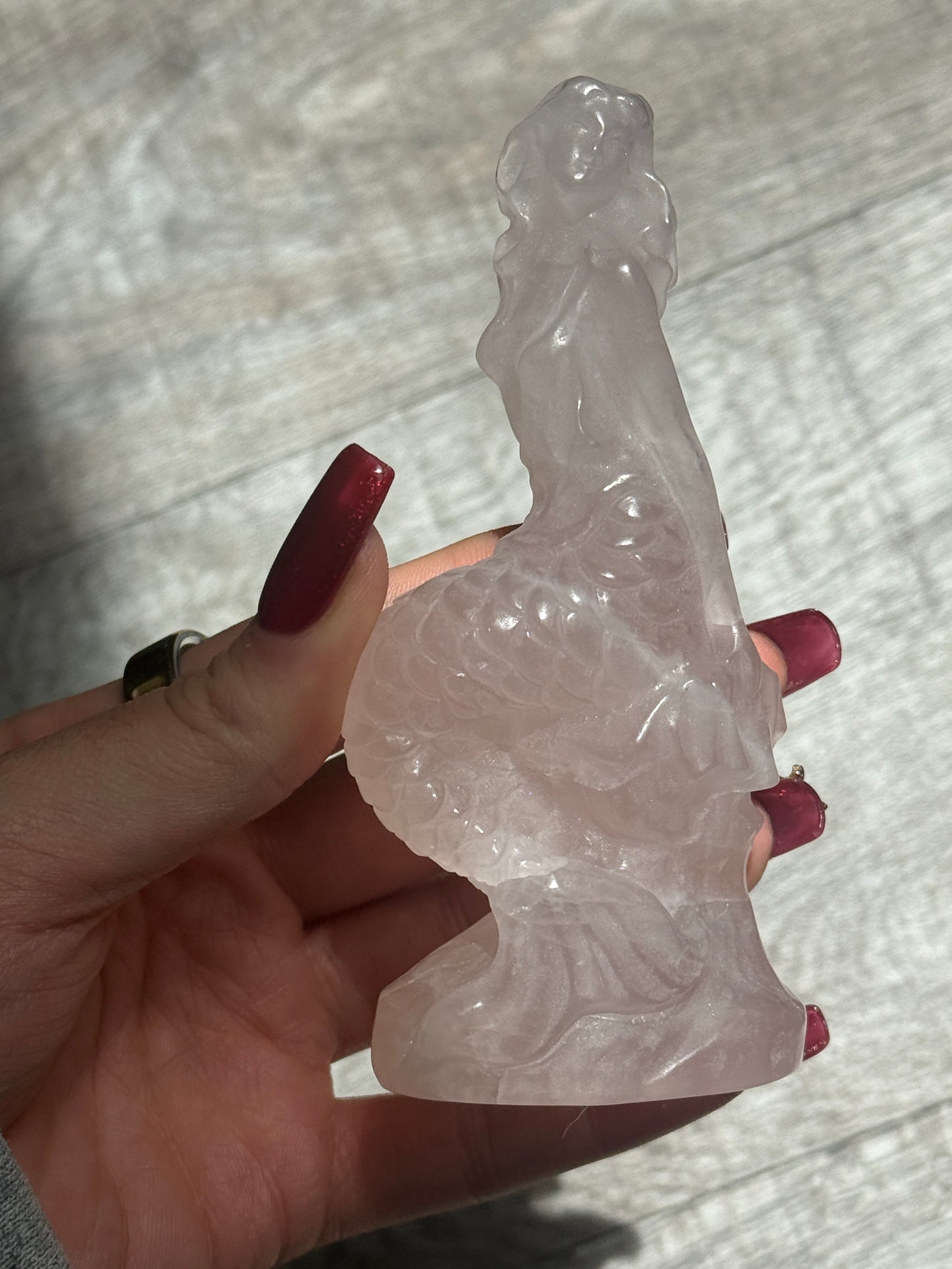 Glittering Mermaid Rose Quartz Carving ✨🎀