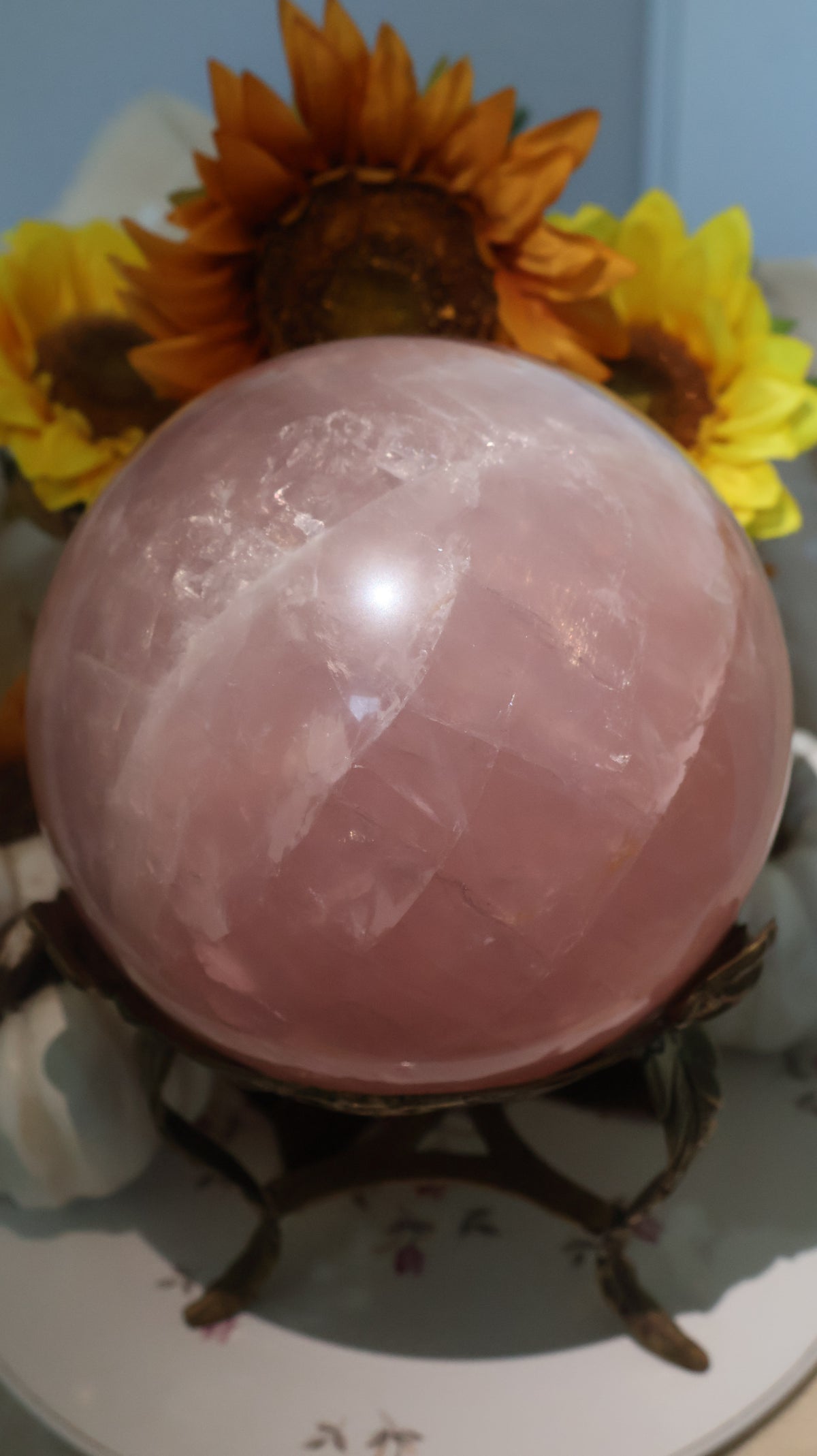 ✨Statement✨ 15lb Golden Asterism, Duo-Toned Rutile Filled Star Rose Quartz Sphere