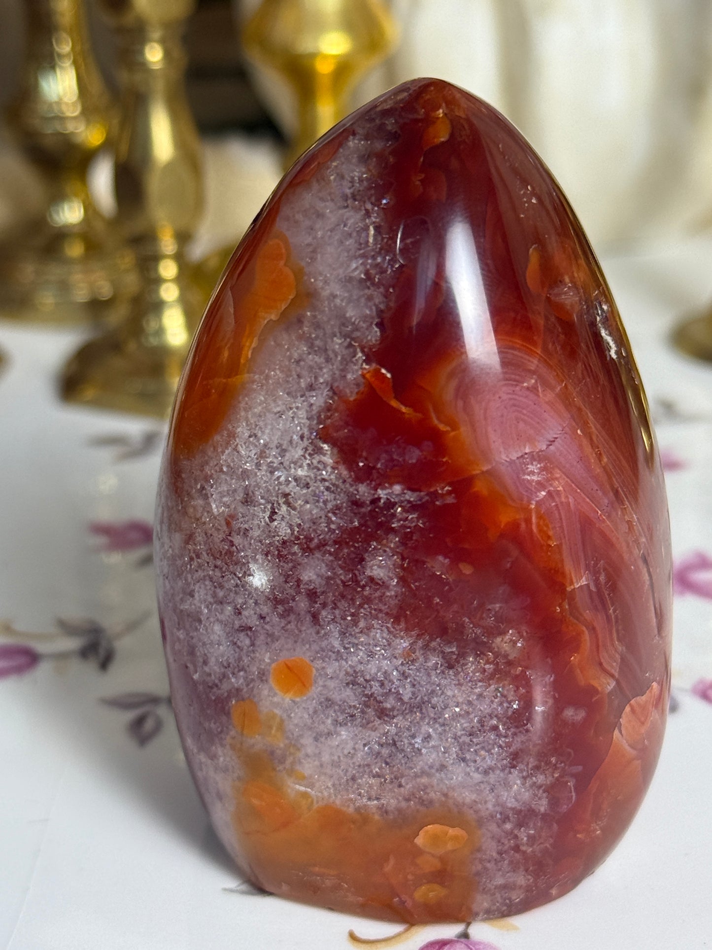 Deep Maroon ‘Shaved Ice’ Quartz Carnelian Freeform