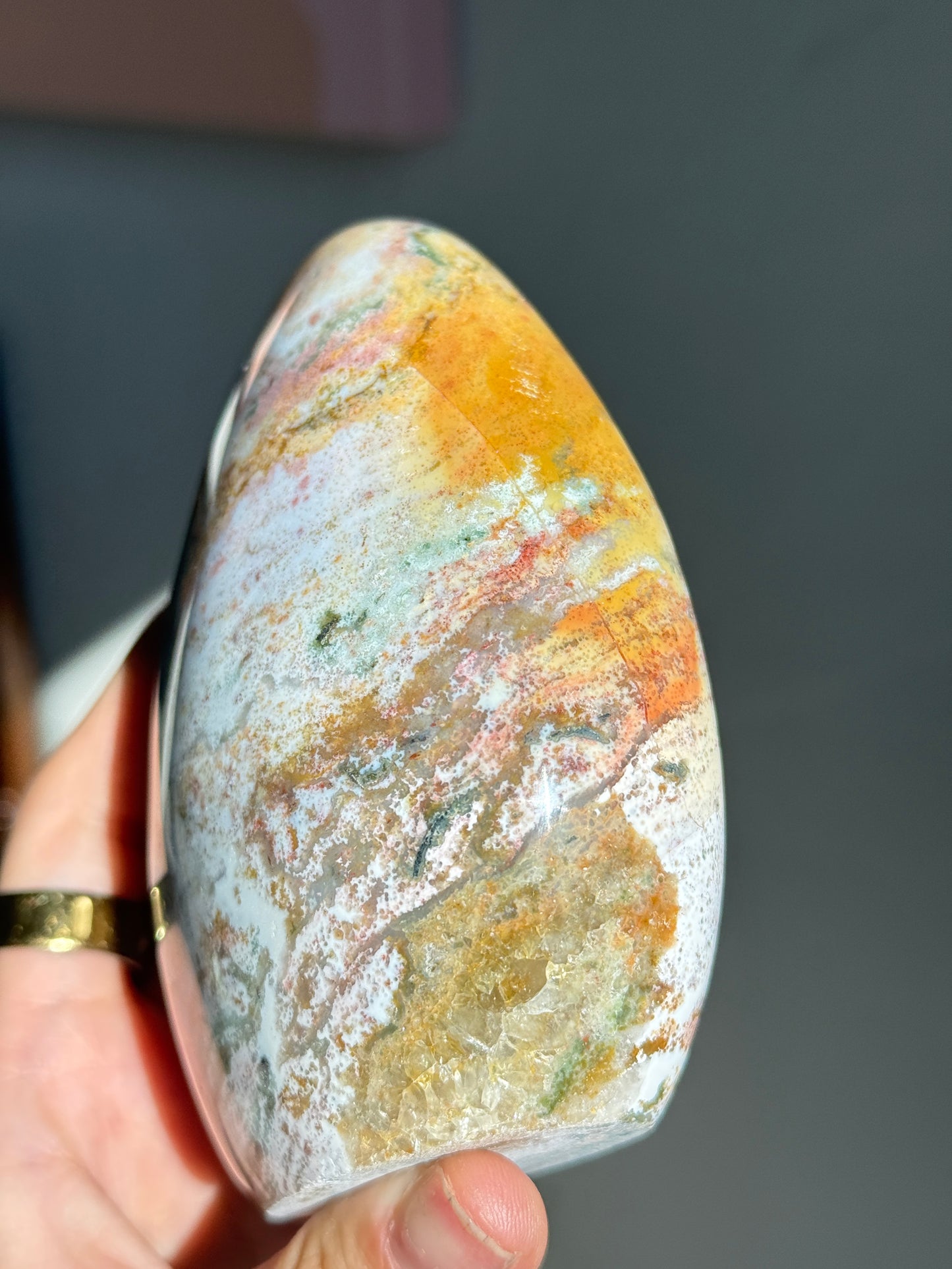 Strawberry Yellow Rainbow Wave Sea Jasper Freeform