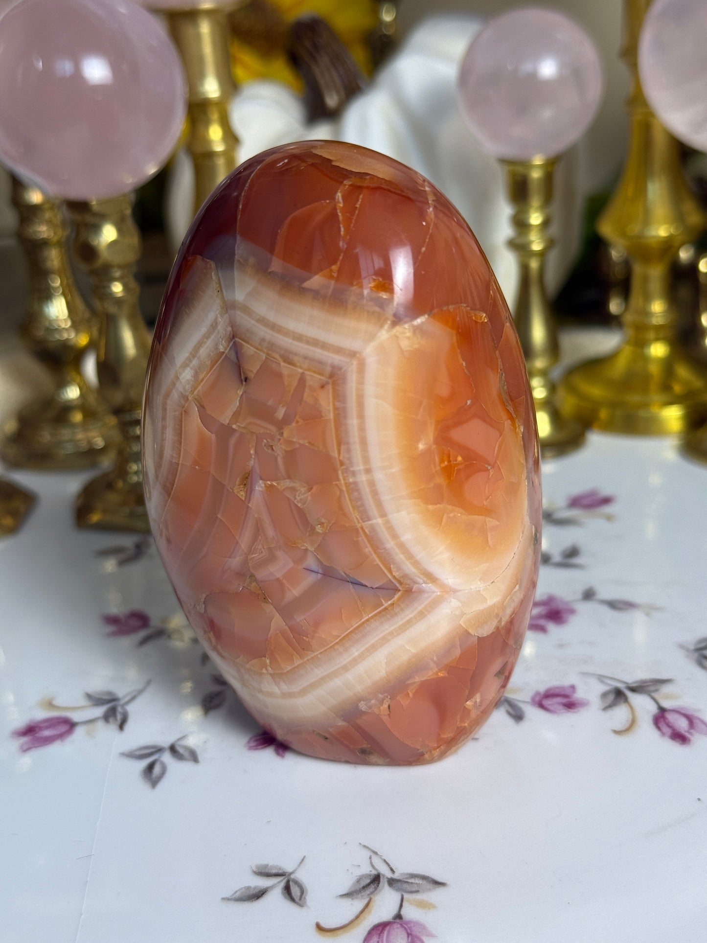 Peachy Banded Agate Carnelian Freeform