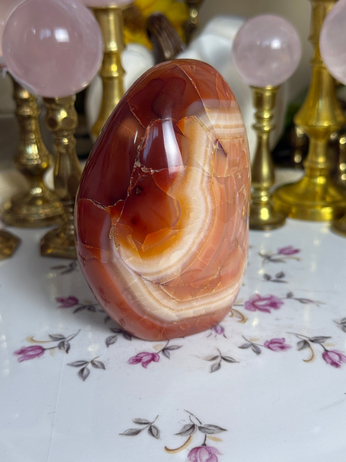 Peachy Banded Agate Carnelian Freeform