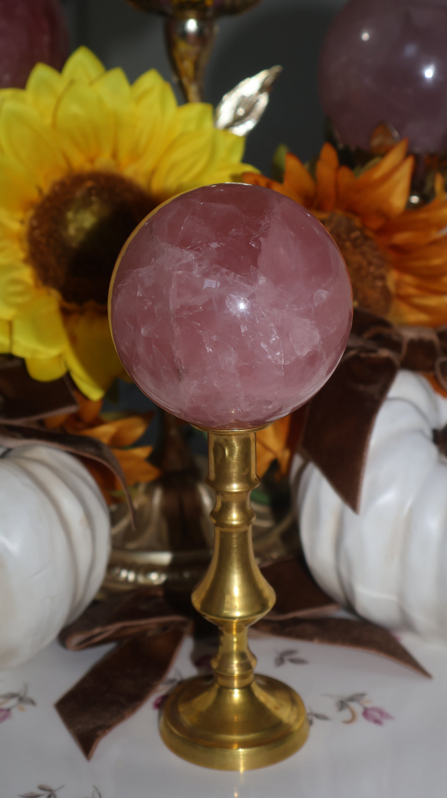 Smaller Watermelon Red Shimmering Glitter Filled Star Rose Quartz Sphere ✨