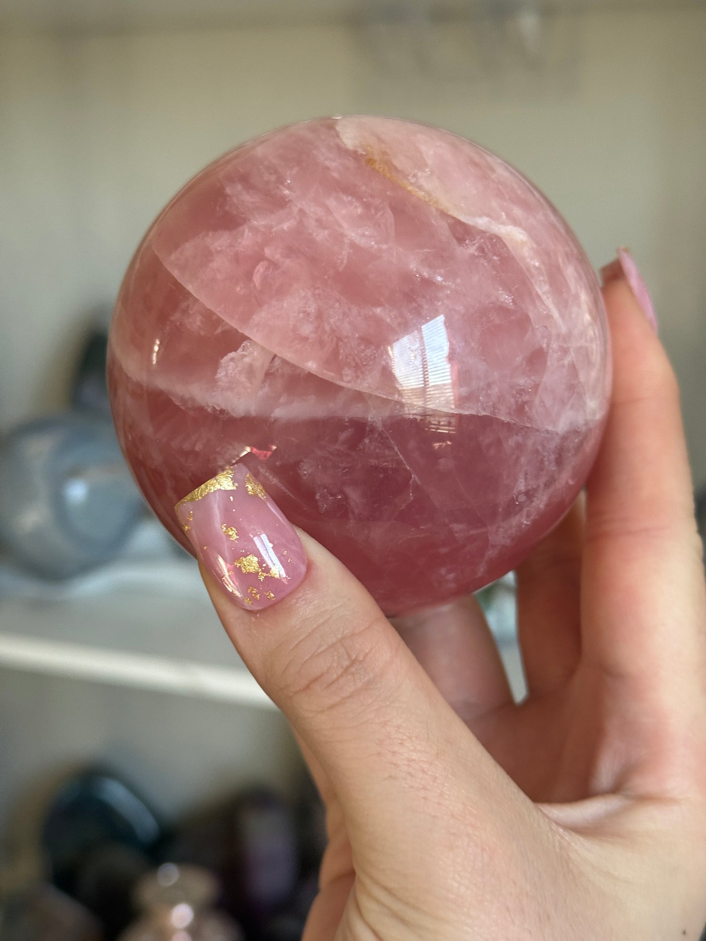 Rainbow Rose Quartz  Inspired Reusable Press on Nails