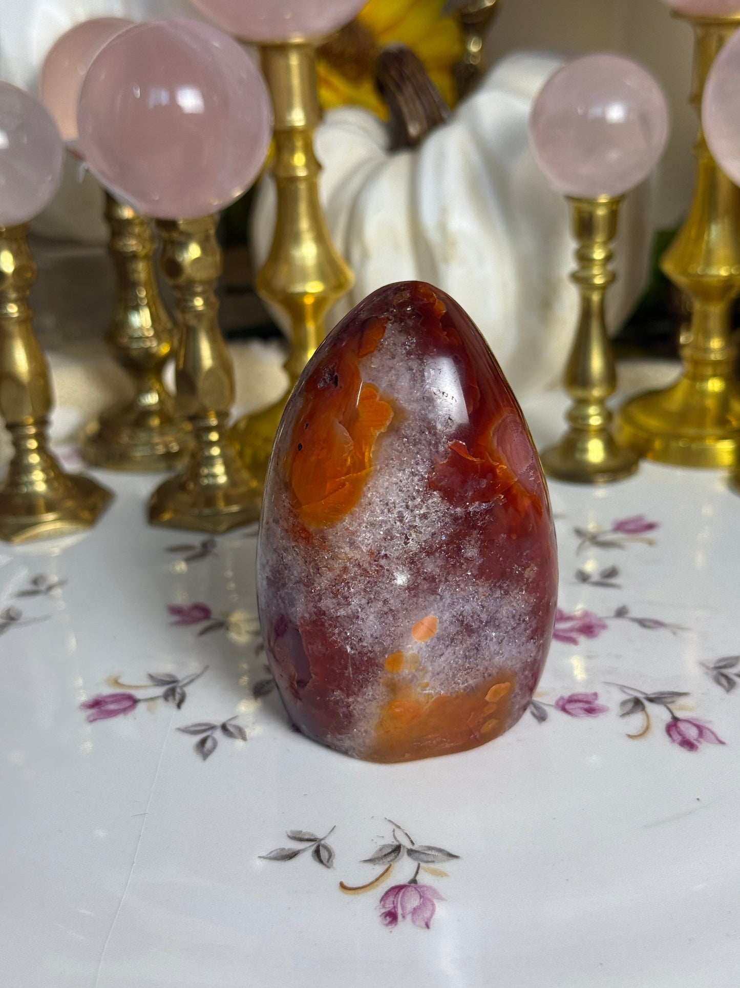 Deep Maroon ‘Shaved Ice’ Quartz Carnelian Freeform