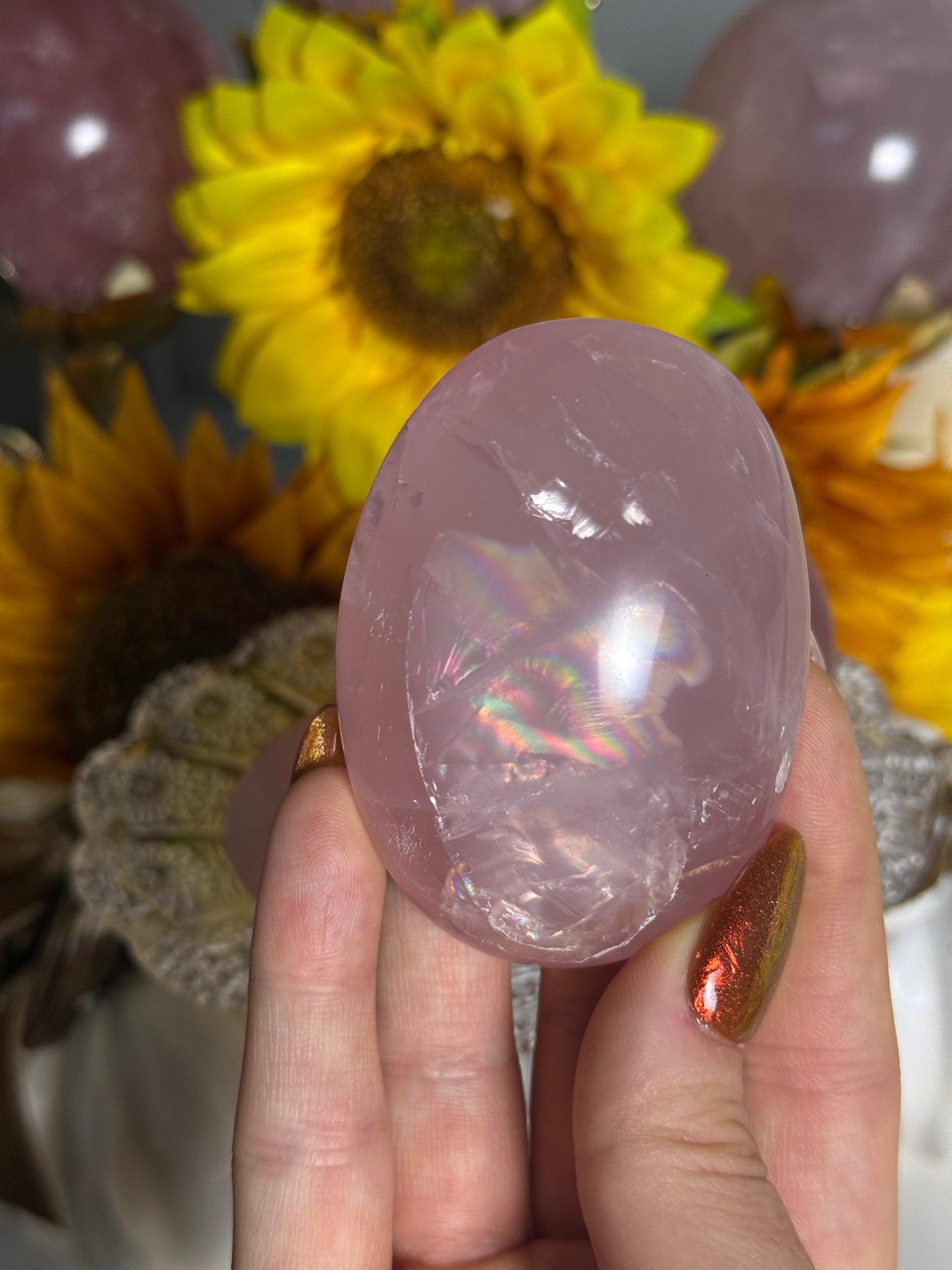 Rose Quartz GLOWING Palmstones