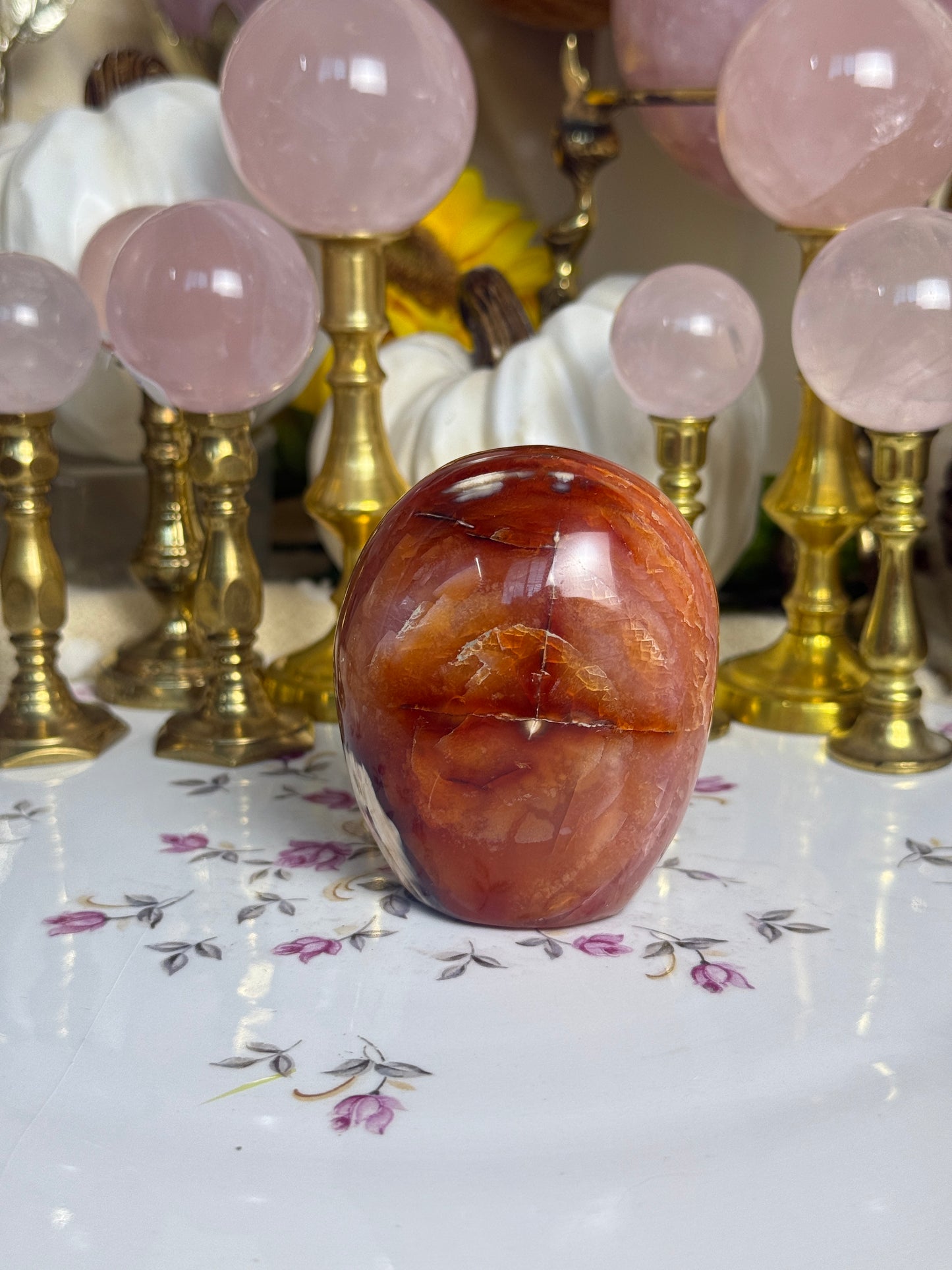 Blush Pink and Coral Banded Carnelian Freeform
