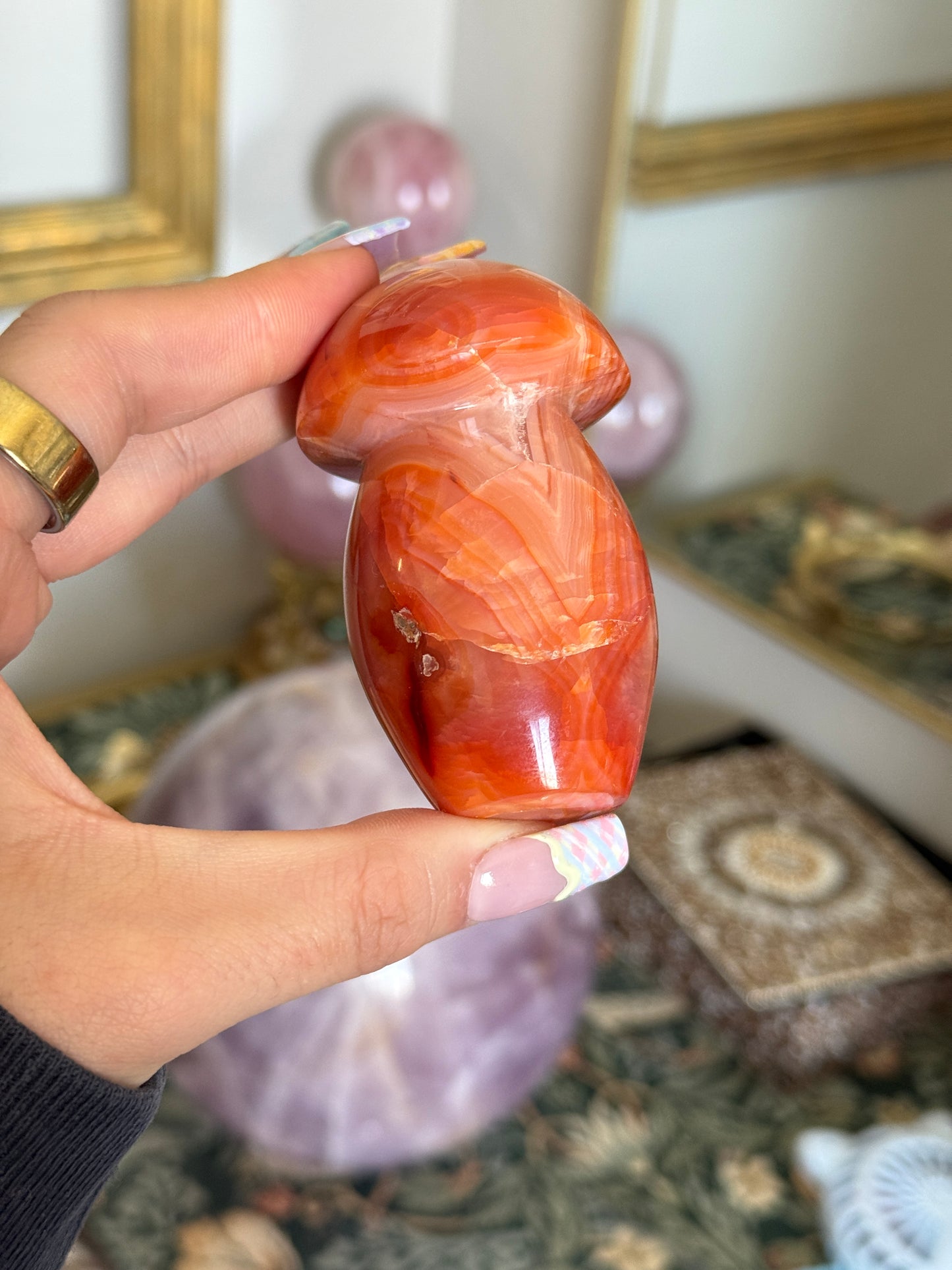 Pastel Banded Carnelian Mushrooms (choose your own)