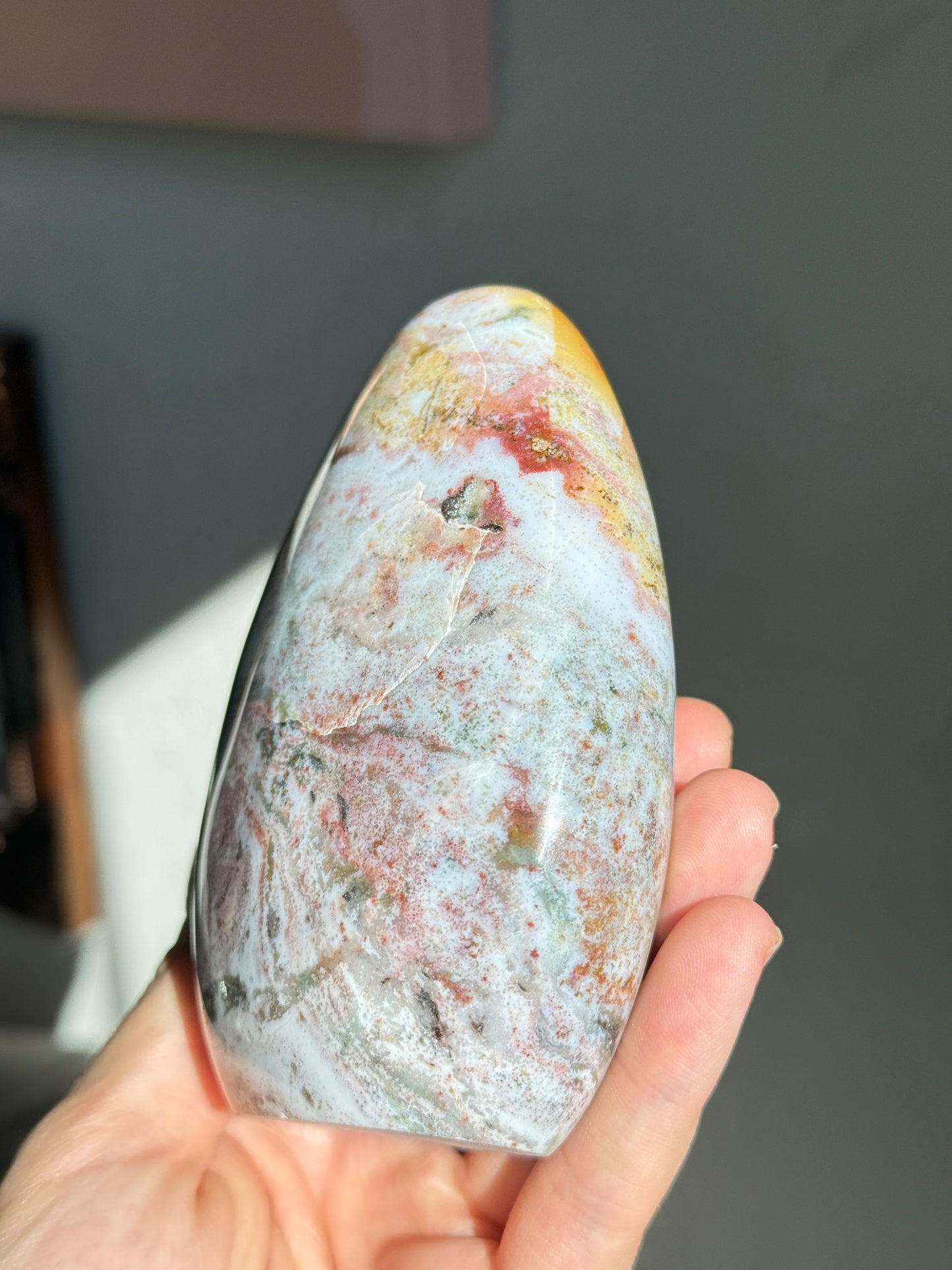 Strawberry Yellow Rainbow Wave Sea Jasper Freeform