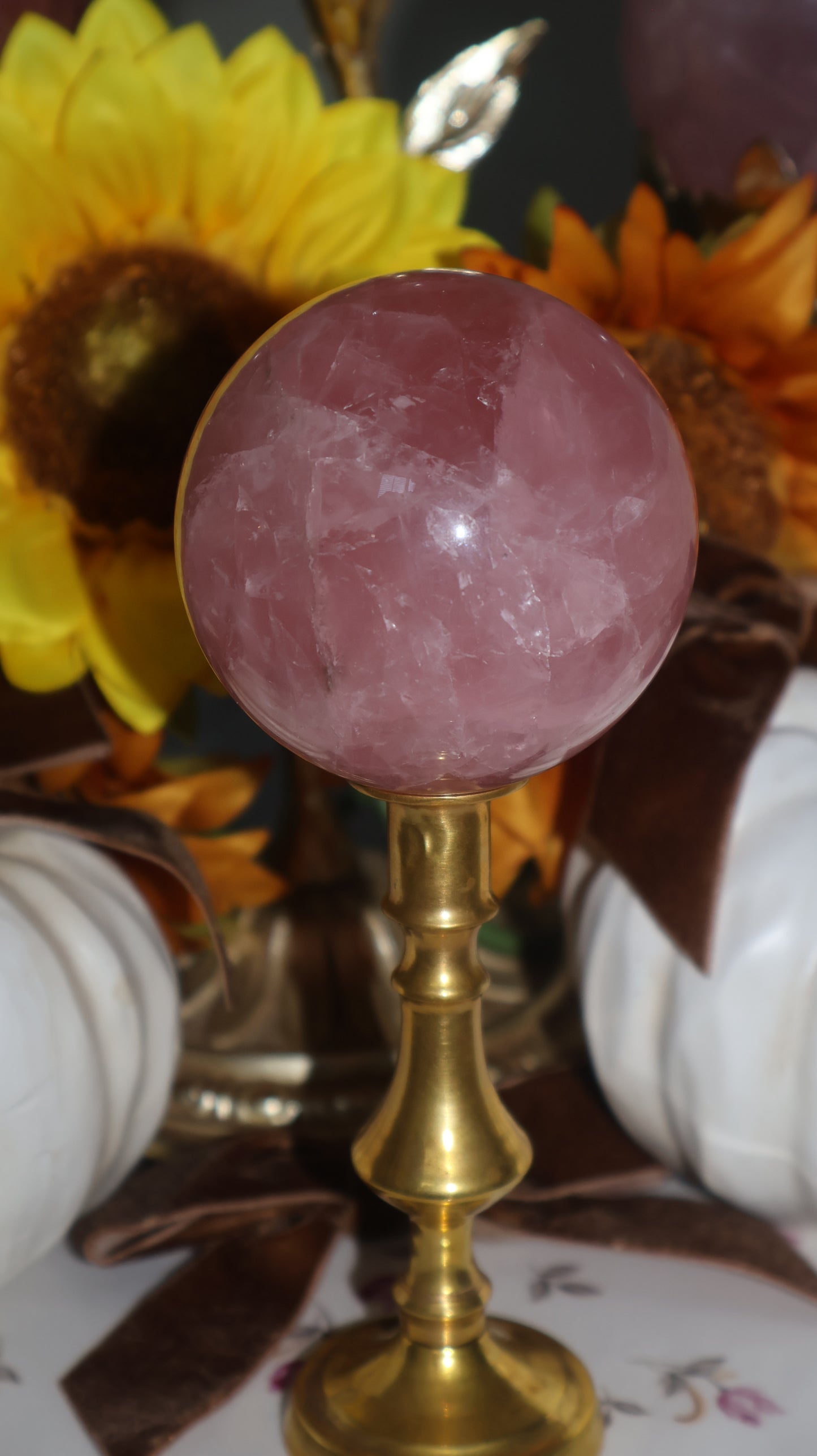 Smaller Watermelon Red Shimmering Glitter Filled Star Rose Quartz Sphere ✨
