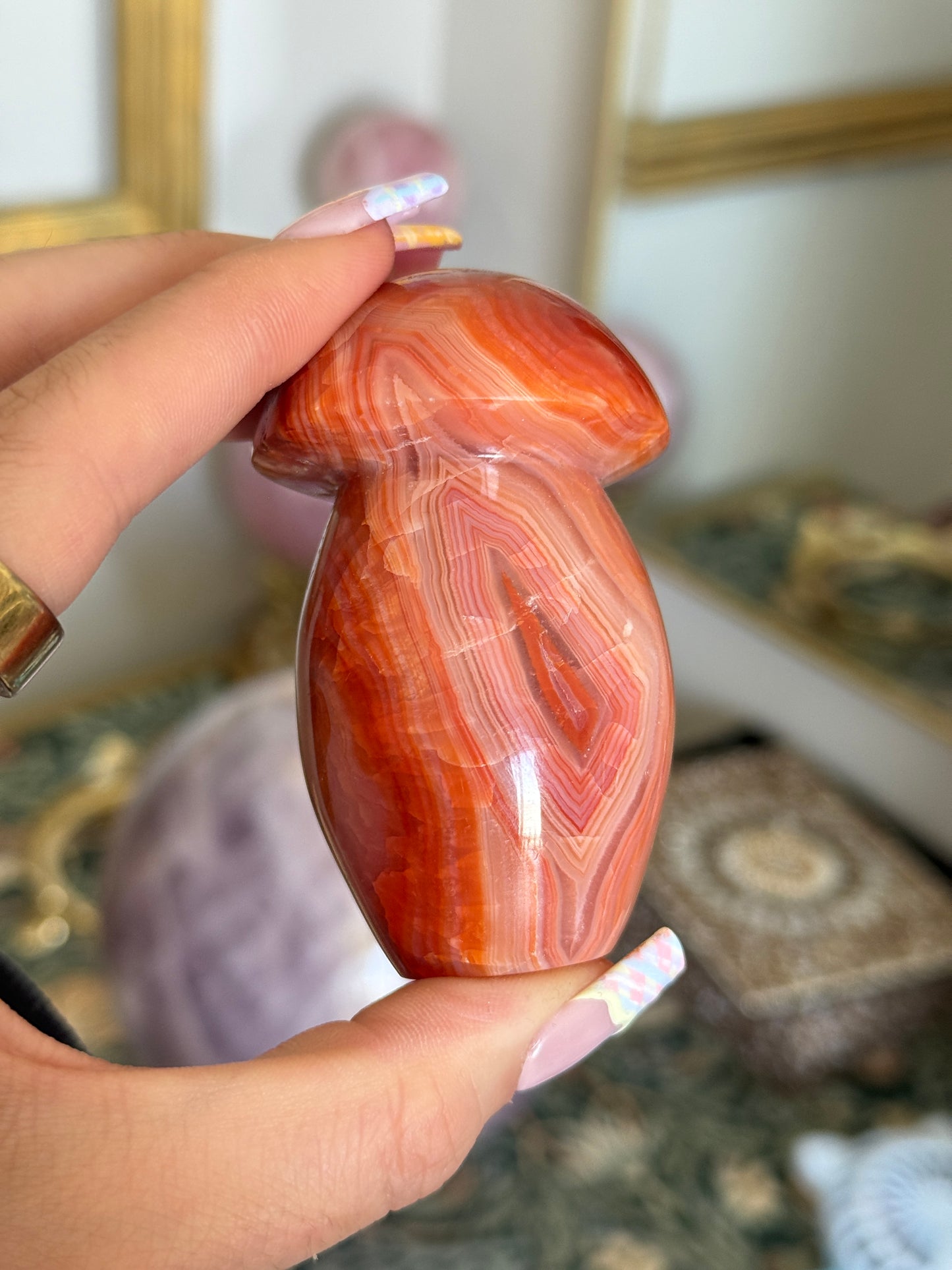 Pastel Banded Carnelian Mushrooms (choose your own)