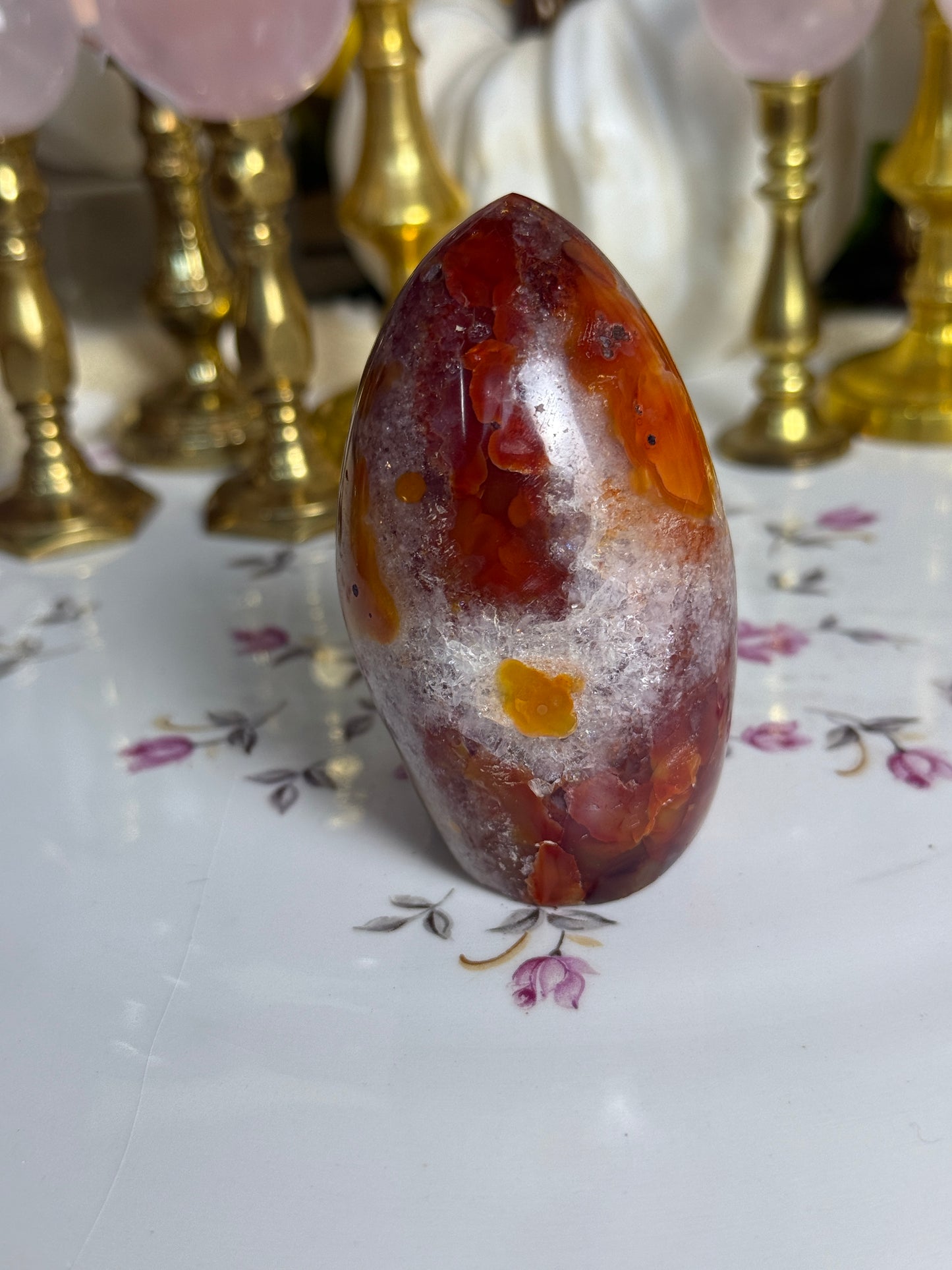 Deep Maroon ‘Shaved Ice’ Quartz Carnelian Freeform