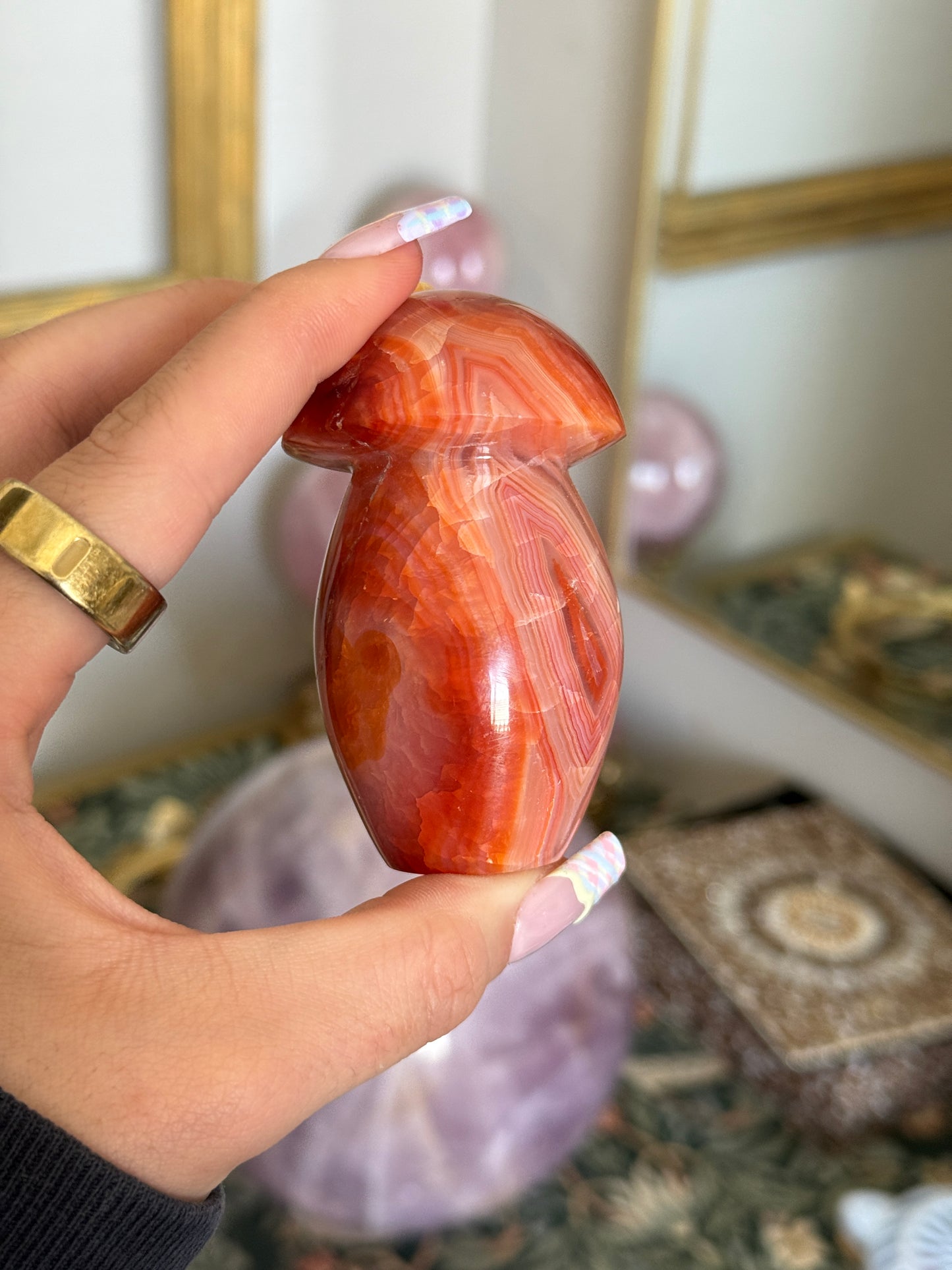 Pastel Banded Carnelian Mushrooms (choose your own)