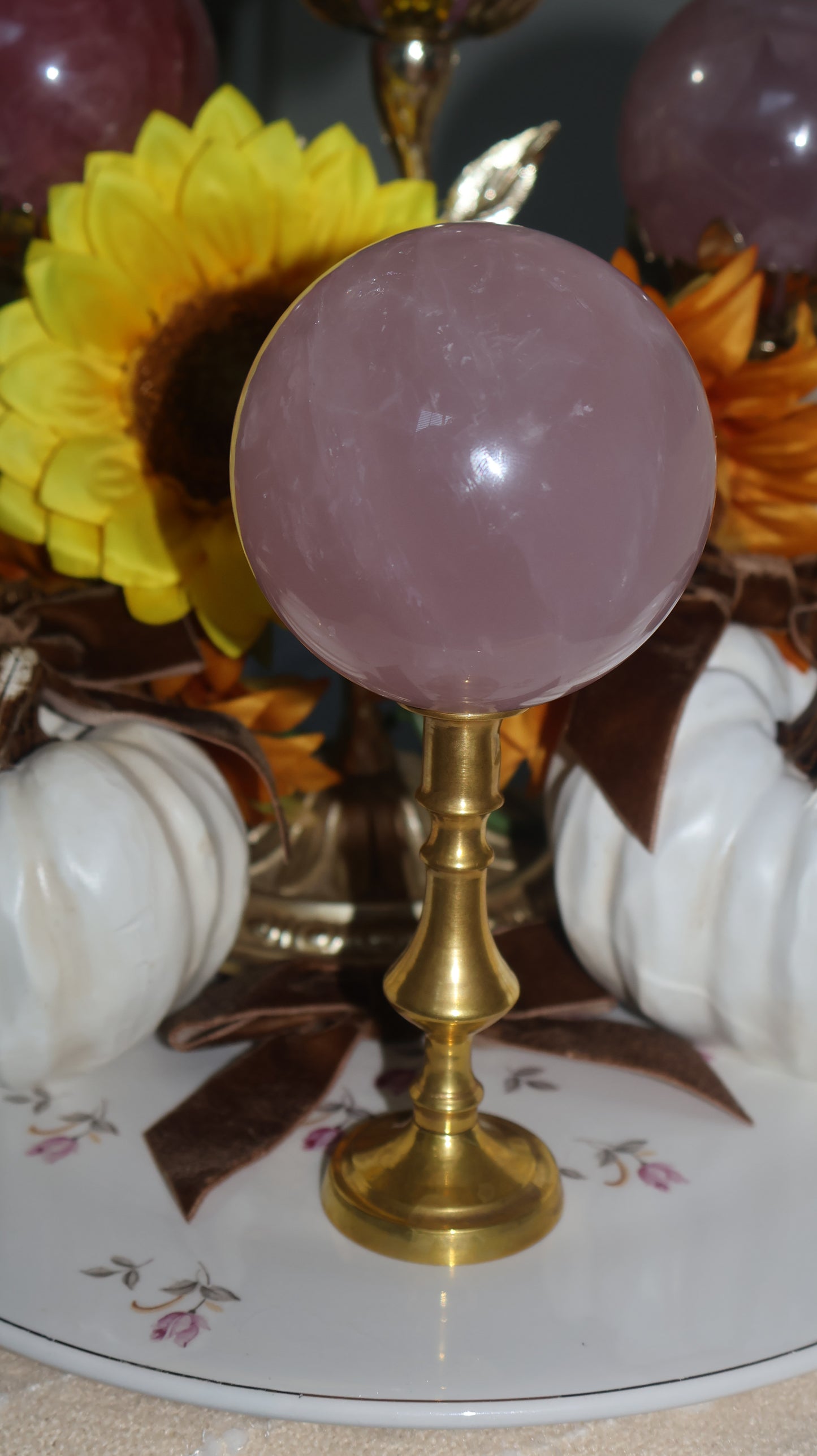 Dusty Muave Rose Quartz Sphere