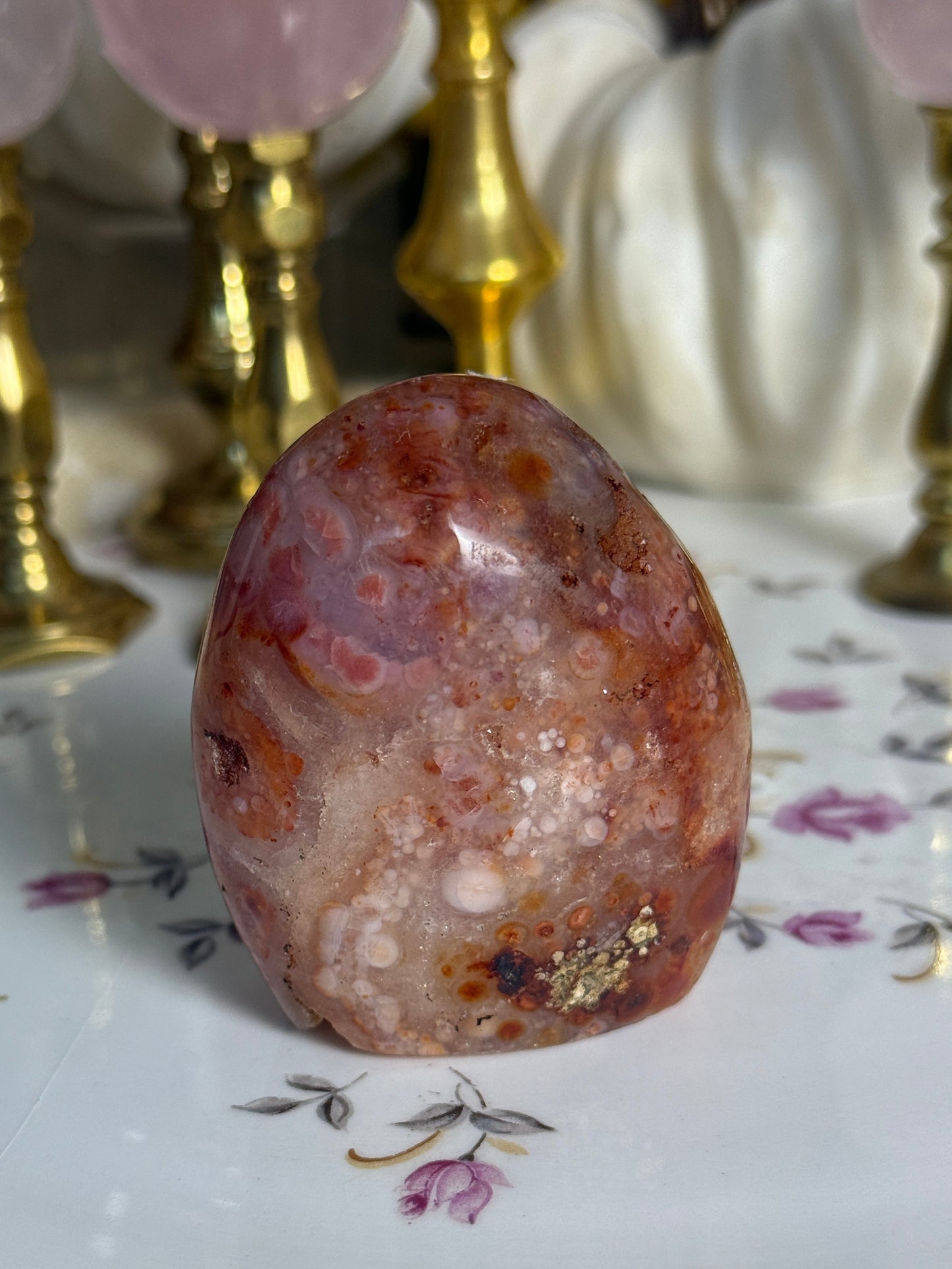Multicolored Orby Pink Plumed Carnelian Freeform