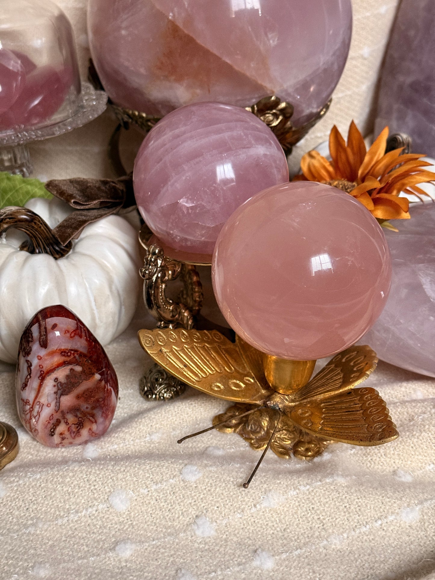 High Quality Peach Jelly Toned Rose Quartz Sphere