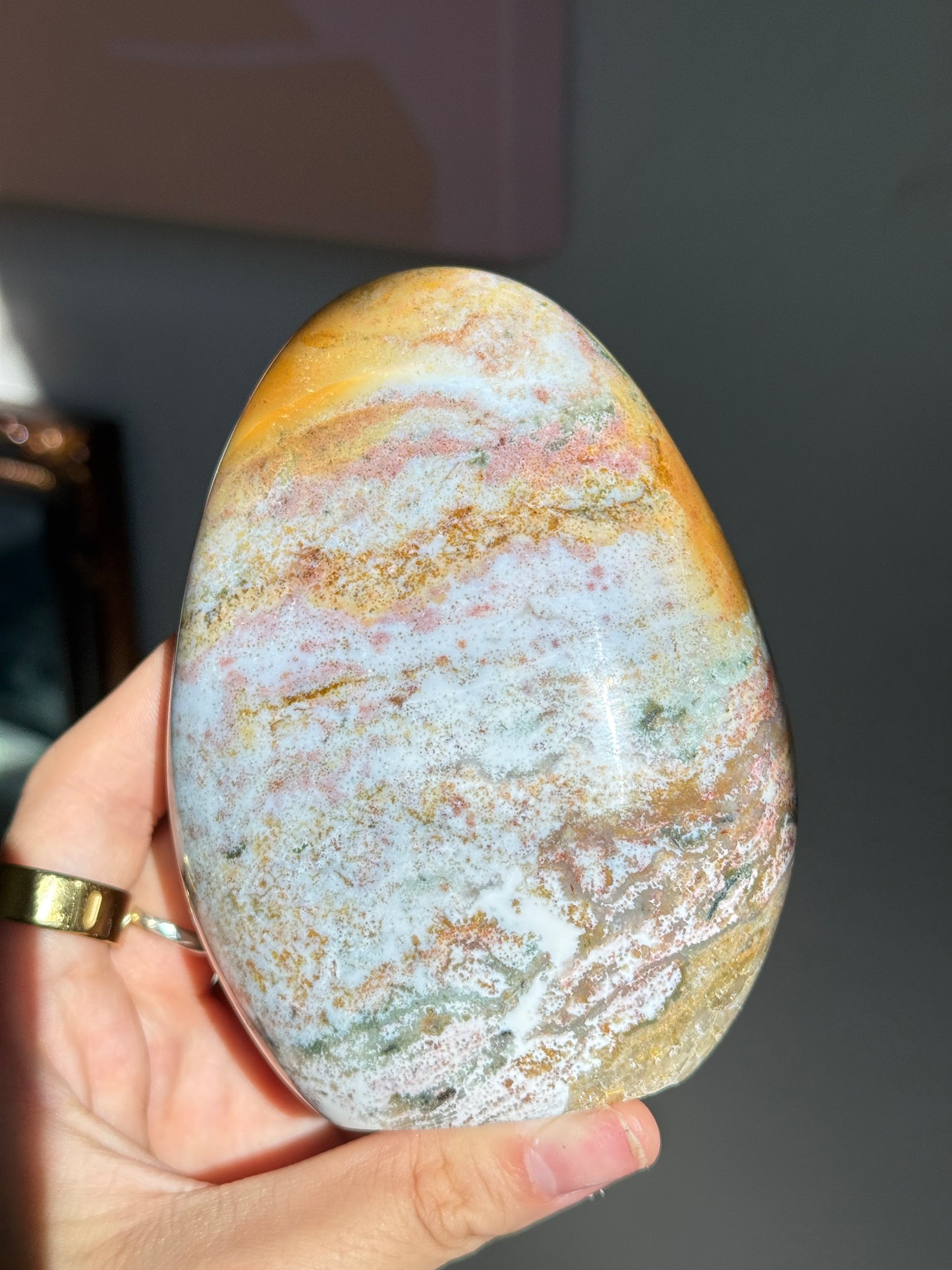 Strawberry Yellow Rainbow Wave Sea Jasper Freeform