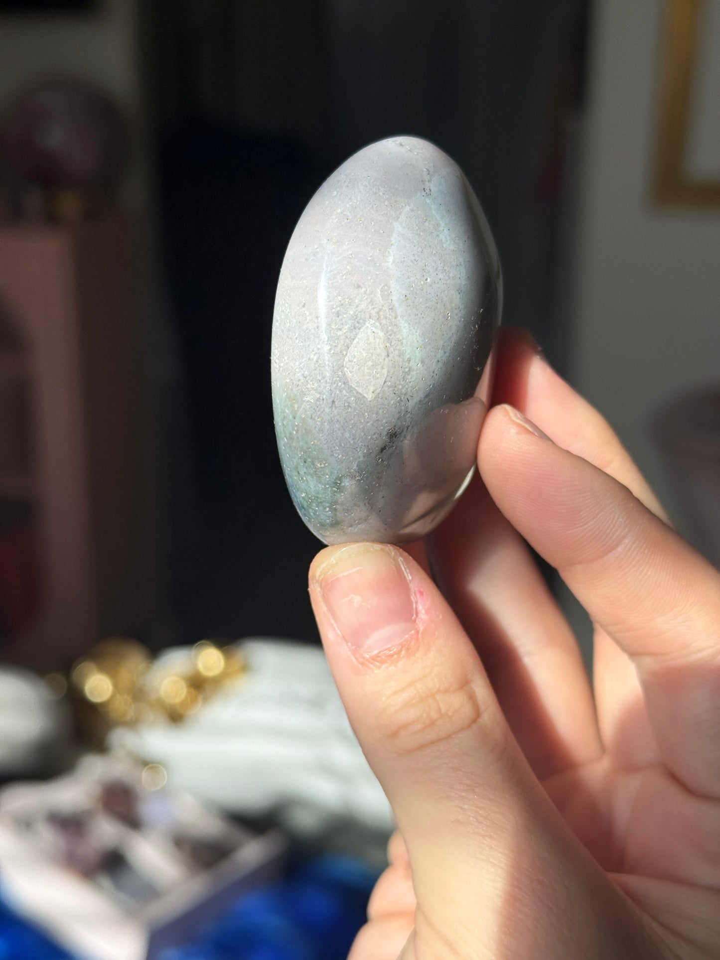 Pastel Pink Lilac Jasper Palmstone