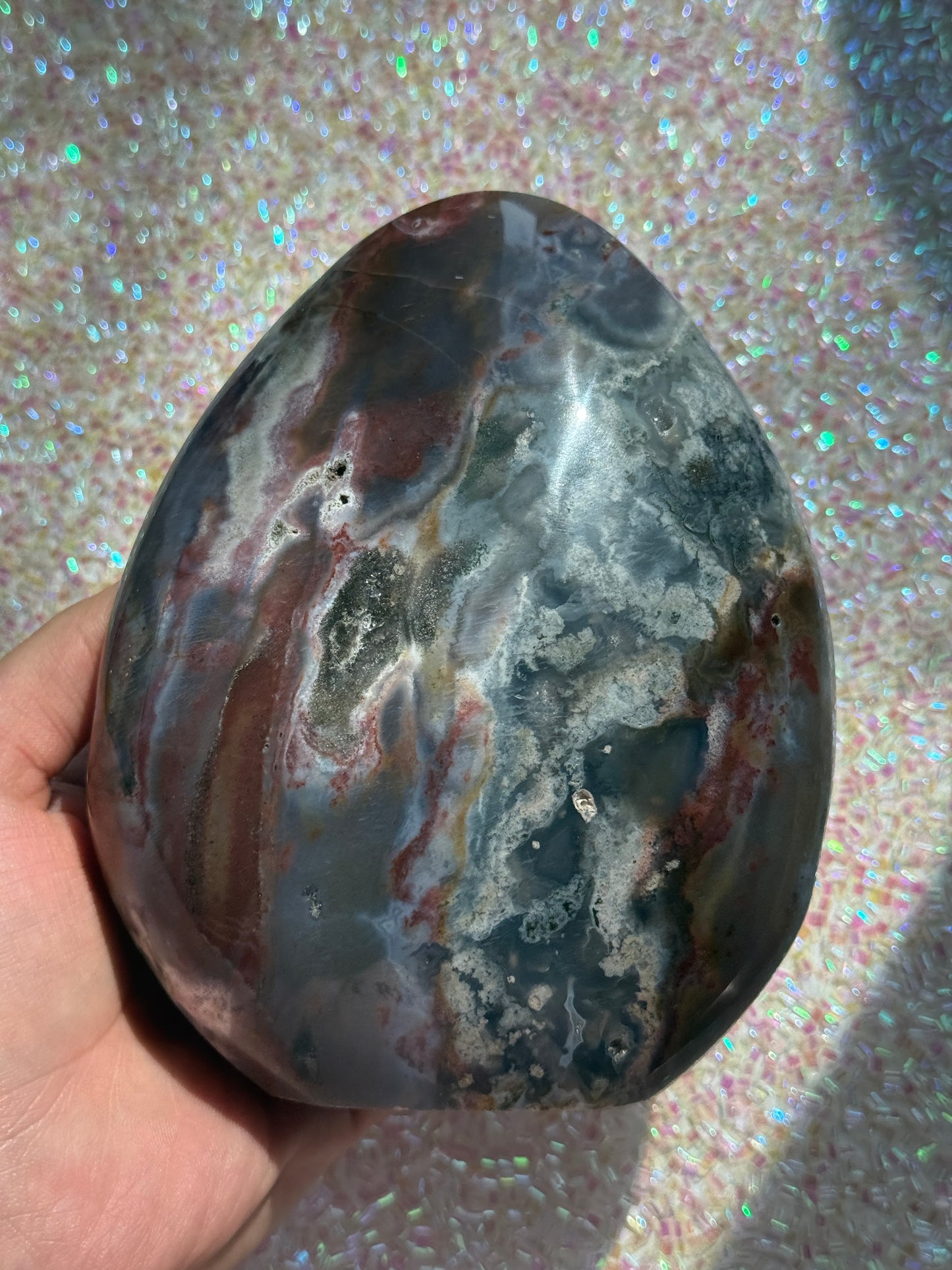Gorgeous Blue Green Teal Maroon Sea Jasper Freeform
