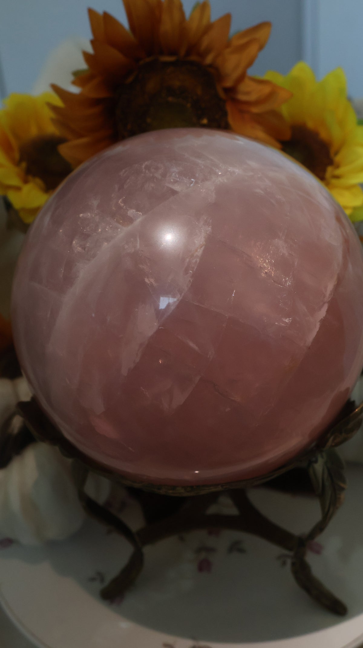 ✨Statement✨ 15lb Golden Asterism, Duo-Toned Rutile Filled Star Rose Quartz Sphere