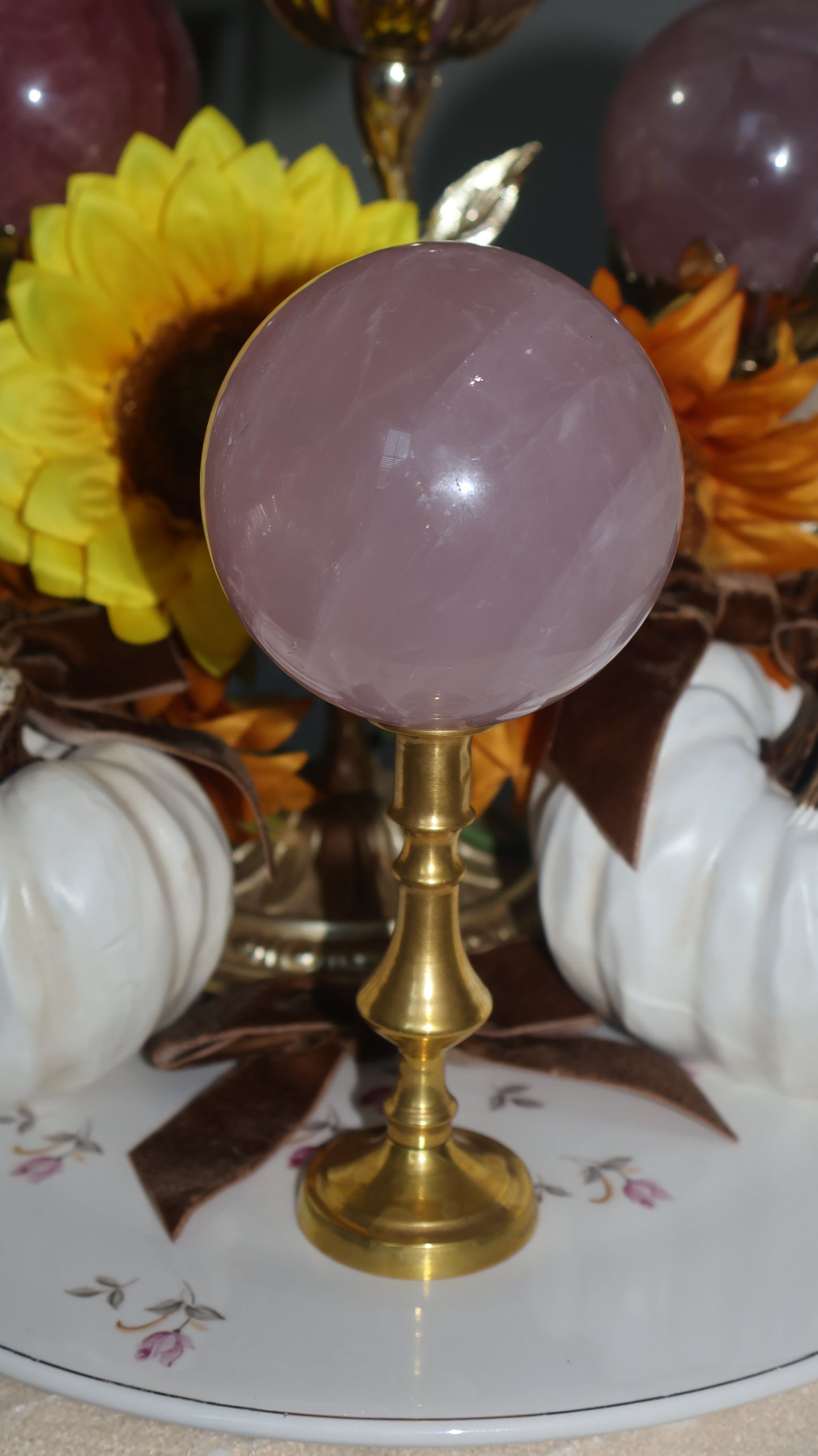 Dusty Muave Rose Quartz Sphere