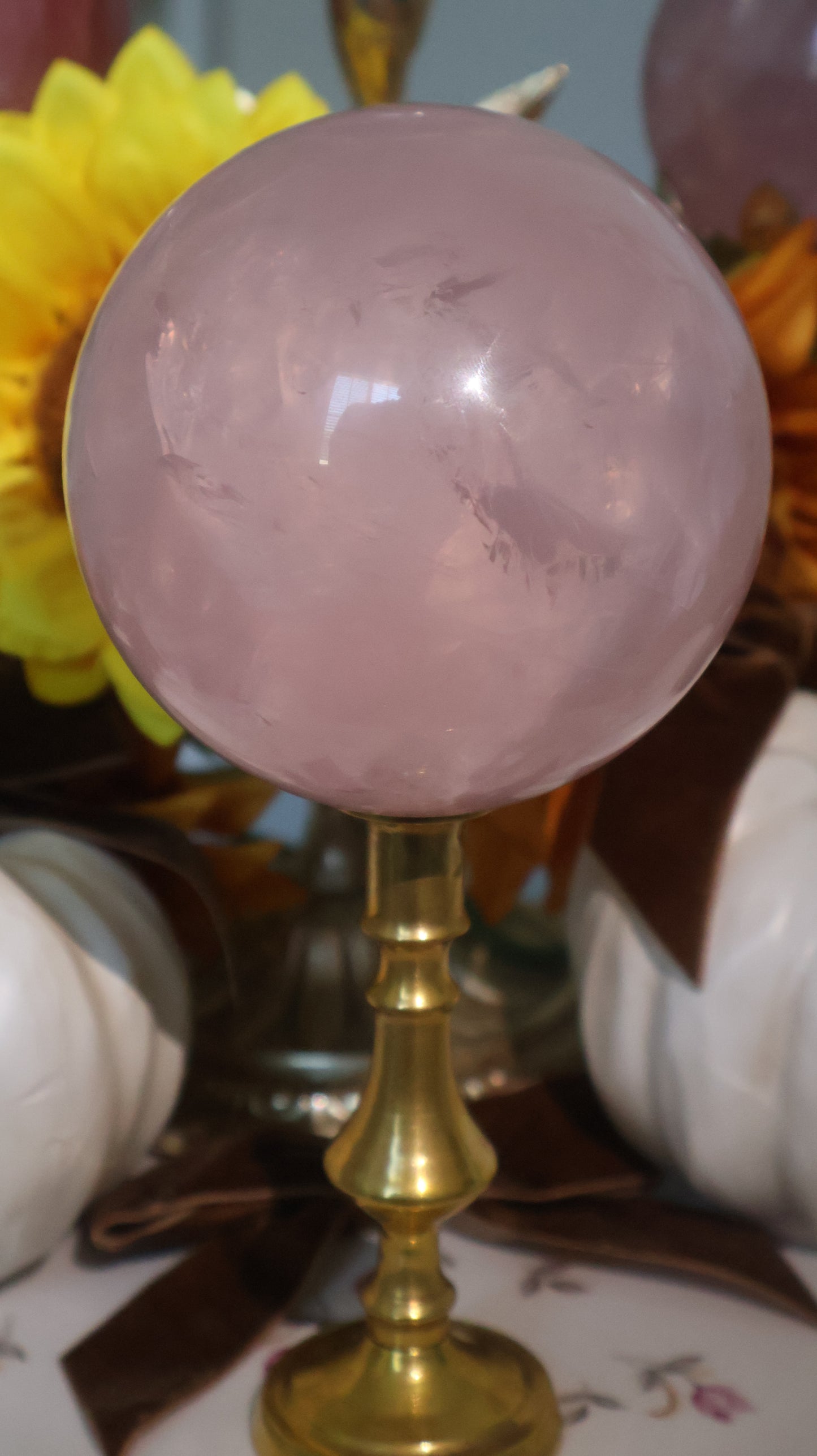 Ice Princess Insanely Gemmy Rainbow Filled Star Rose Quartz Sphere✨
