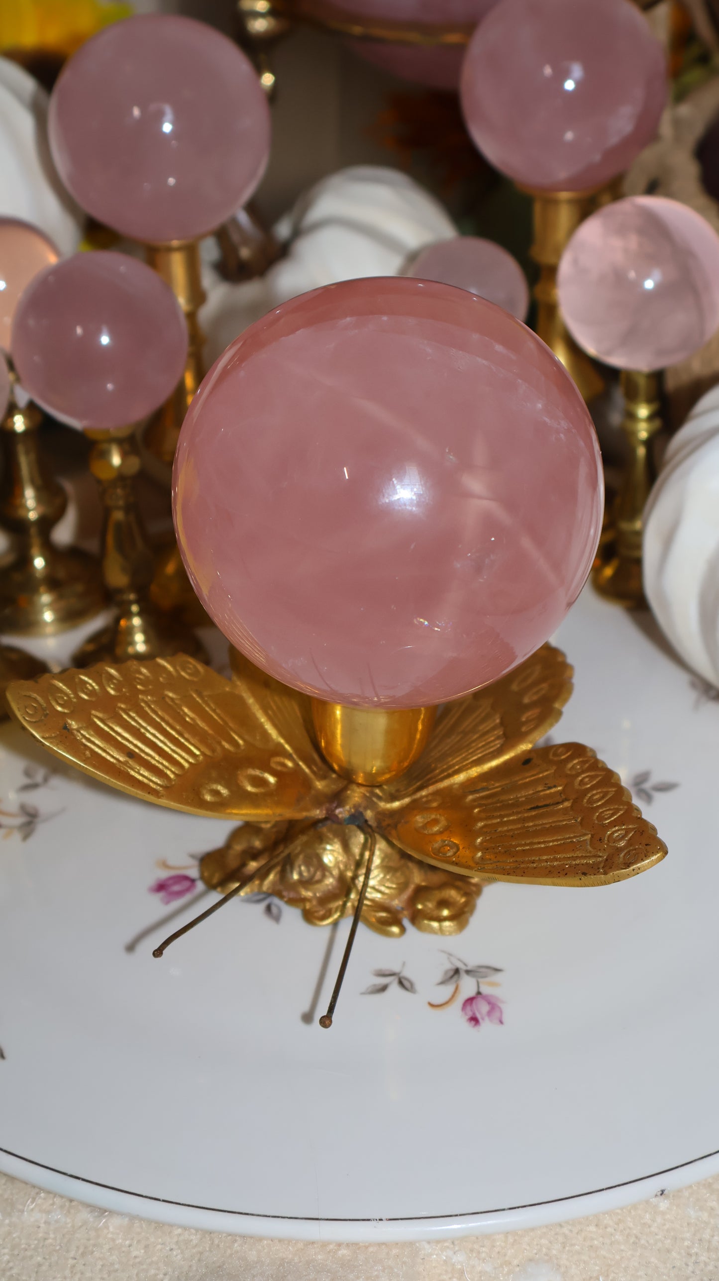 High Quality Peach Jelly Toned Rose Quartz Sphere