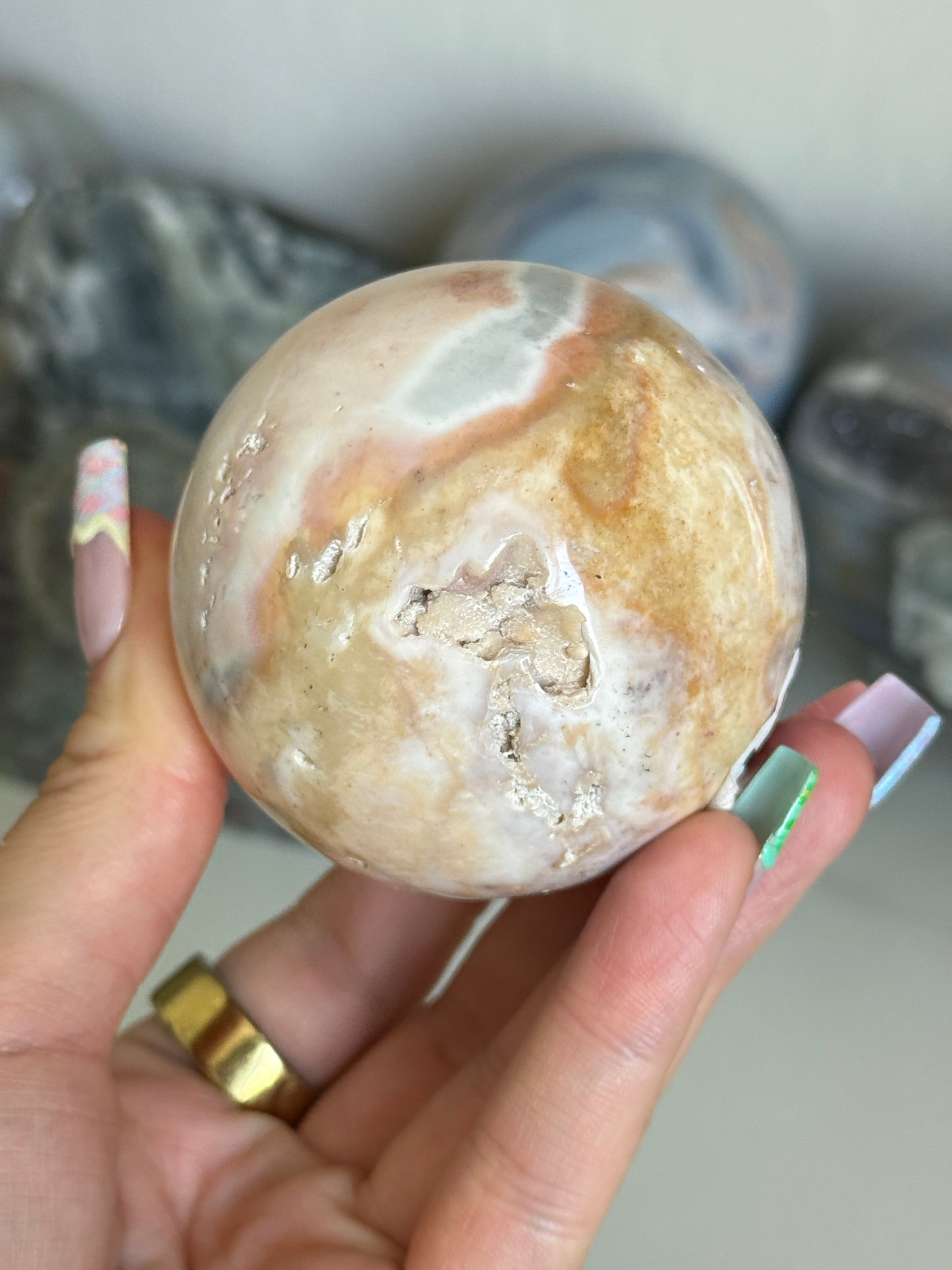 Yellow Coral Sea Jasper Sphere