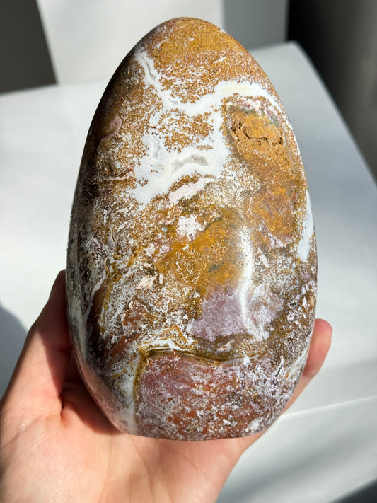 Pink Brown Swirly Sea Jasper Freeform