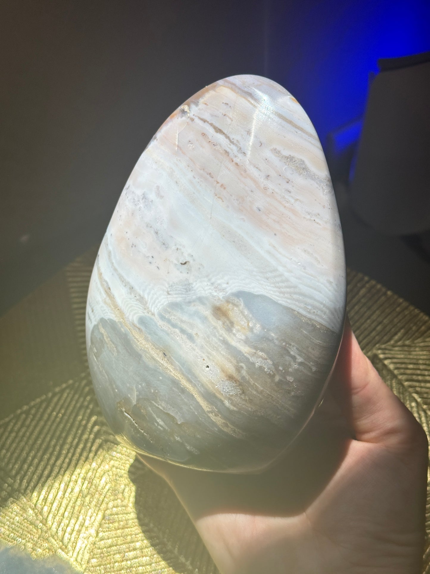 Baby Pink Blue Stripped Wavy Sea Jasper Freeform 💗💙