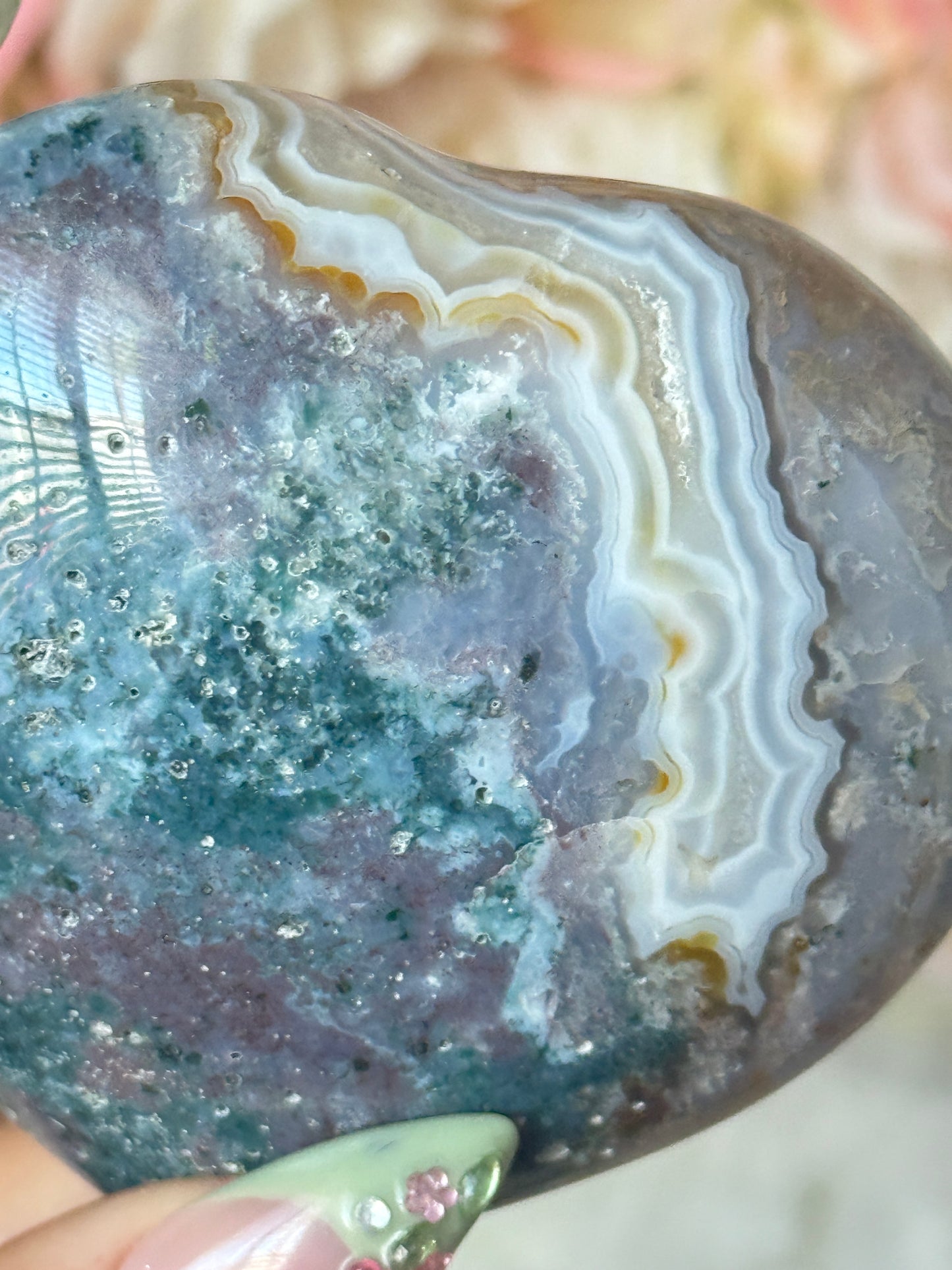 Gorgeous Teal Purple Agate Sea Jasper Heart