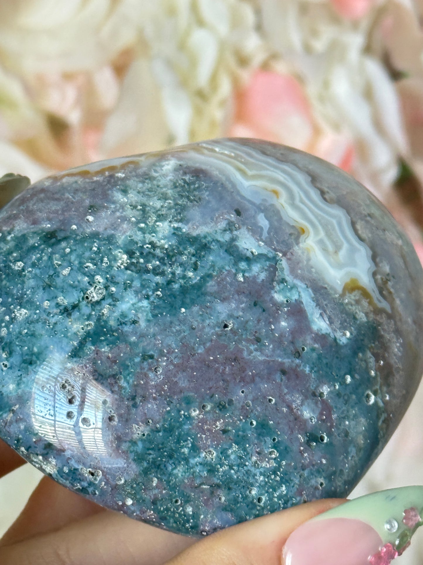 Gorgeous Teal Purple Agate Sea Jasper Heart