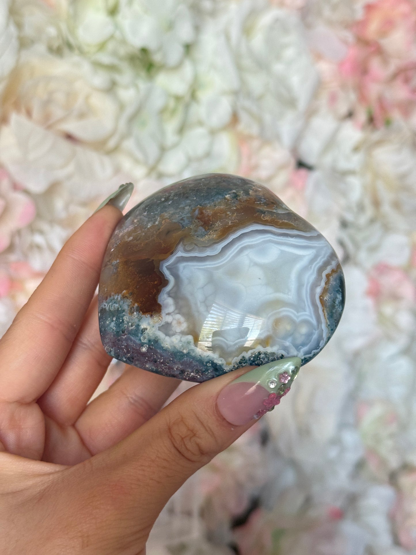 Gorgeous Teal Purple Agate Sea Jasper Heart