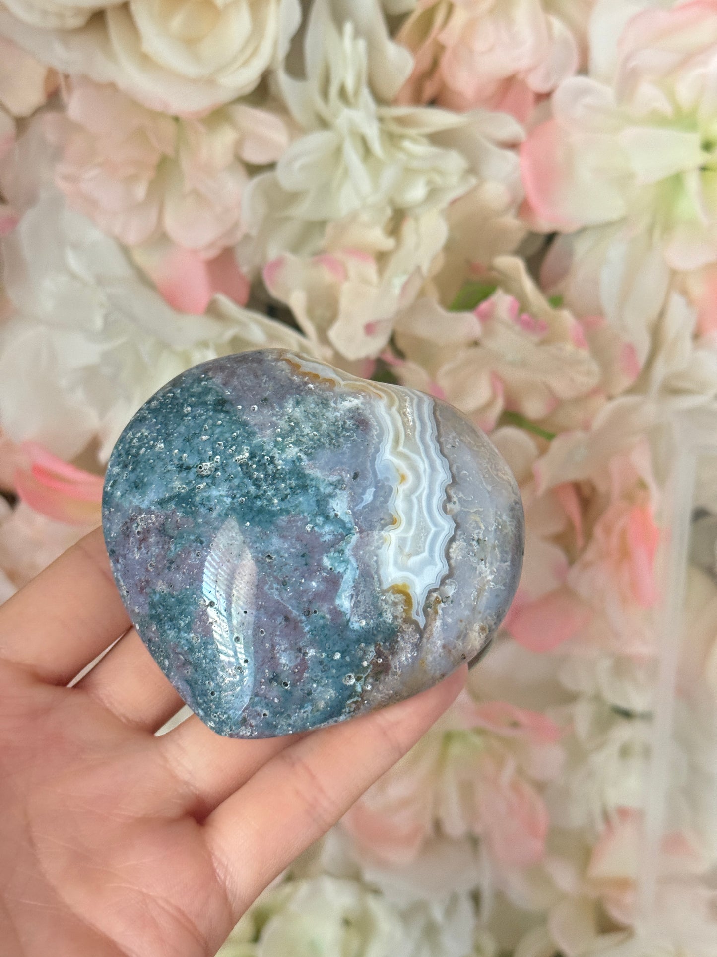 Gorgeous Teal Purple Agate Sea Jasper Heart