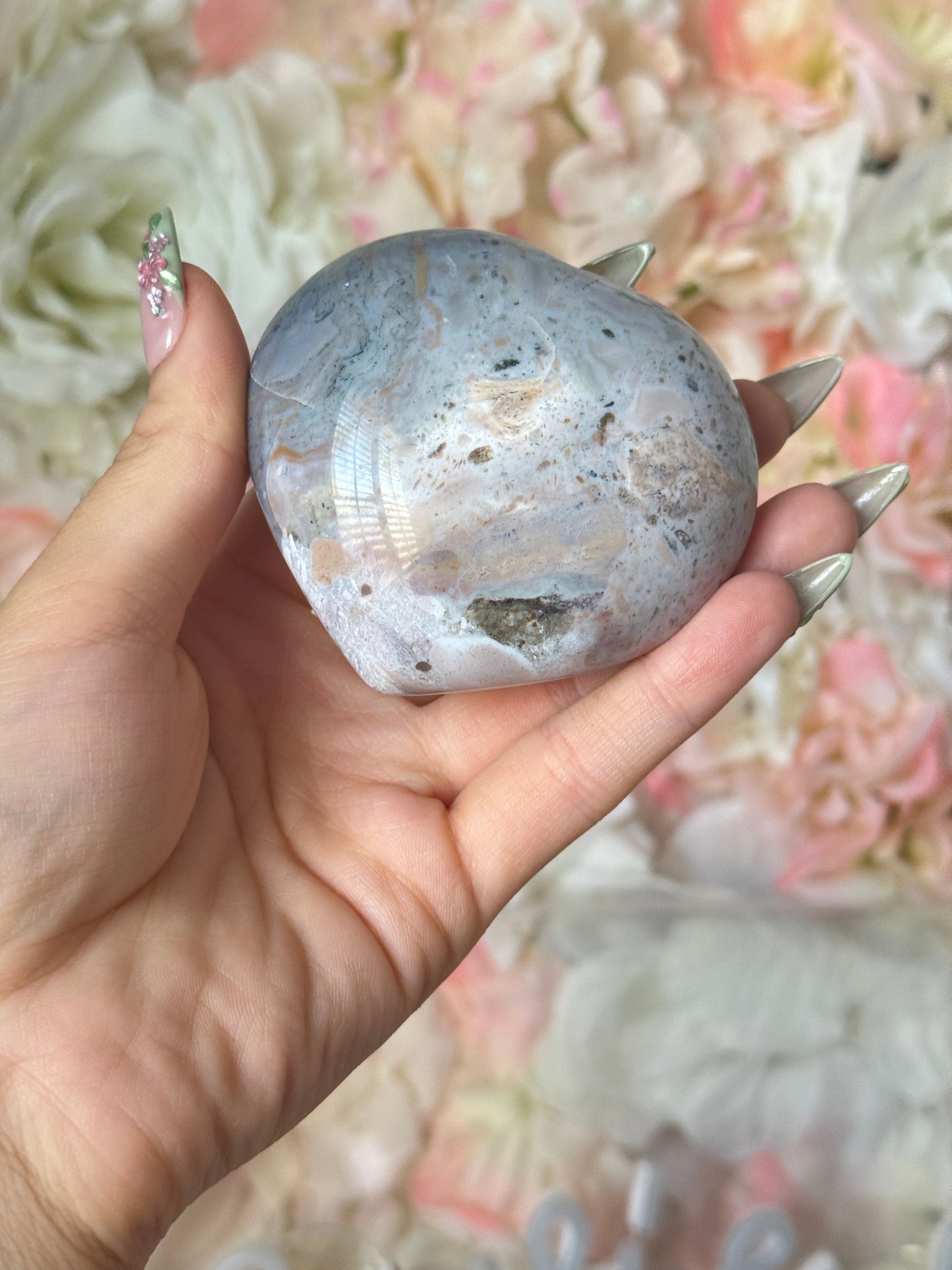 Moody Two Tone Navy Lilac Sea Jasper Heart