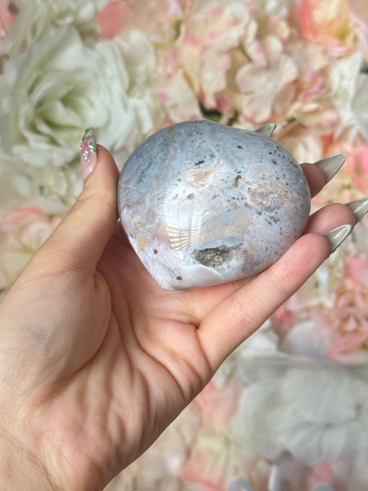 Moody Two Tone Navy Lilac Sea Jasper Heart