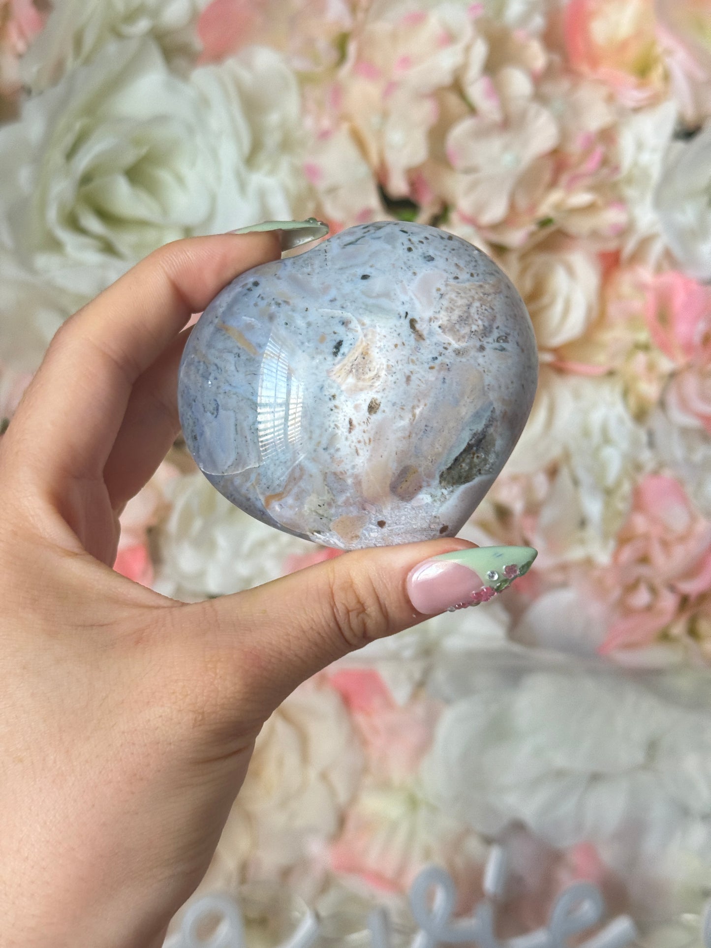 Moody Two Tone Navy Lilac Sea Jasper Heart