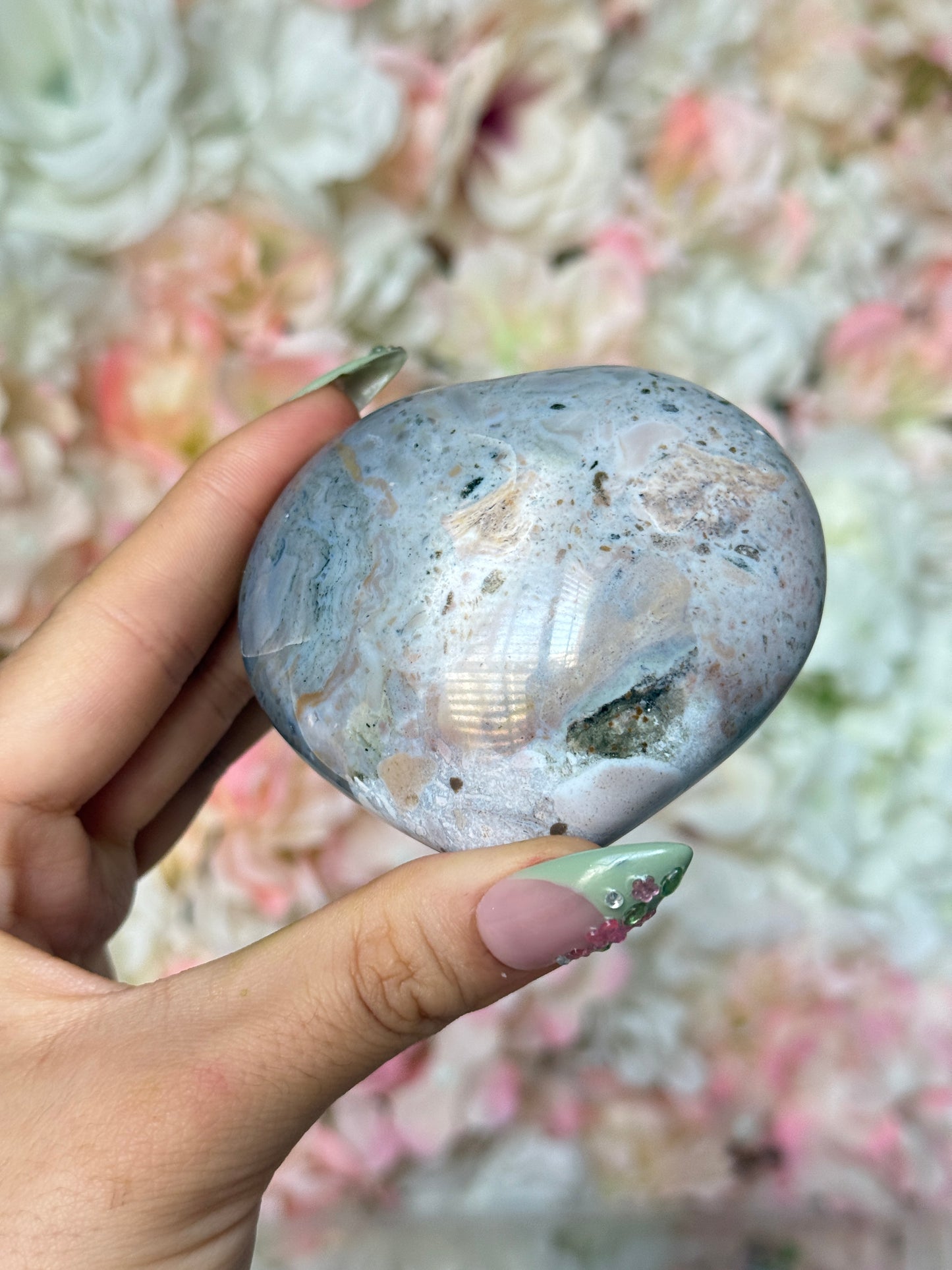 Moody Two Tone Navy Lilac Sea Jasper Heart