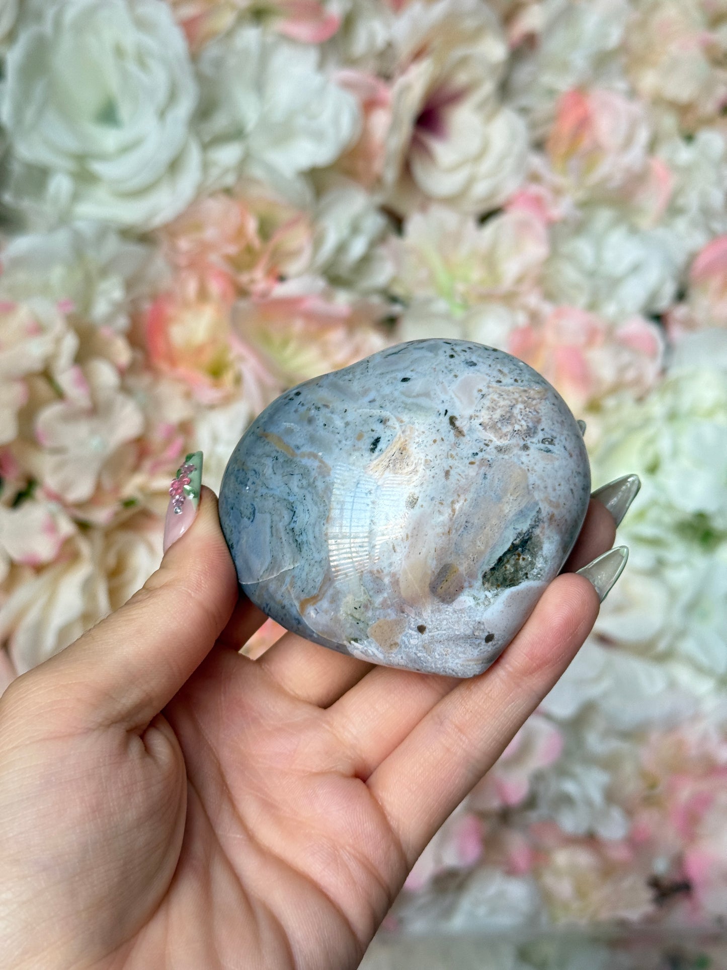 Moody Two Tone Navy Lilac Sea Jasper Heart