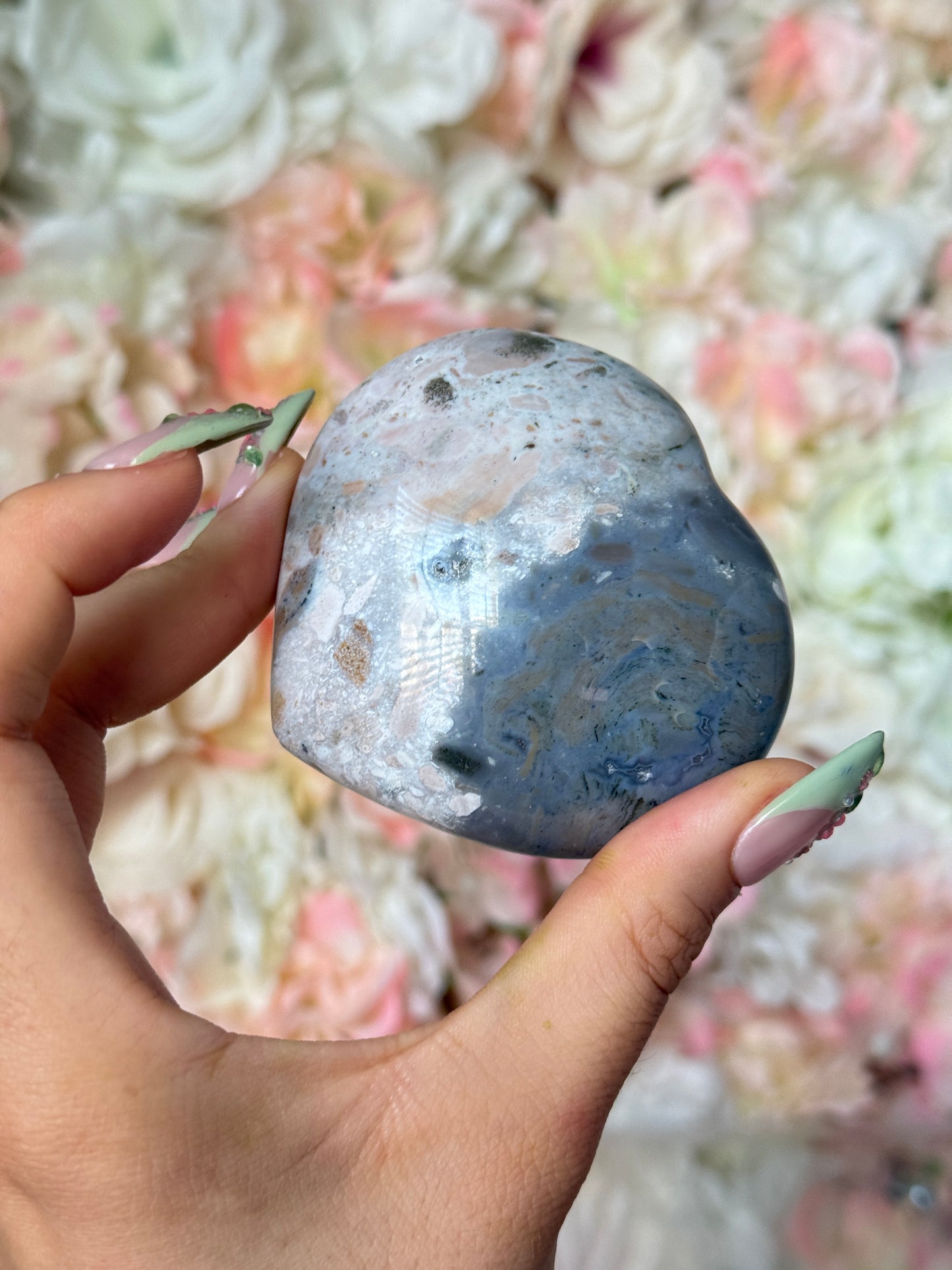 Moody Two Tone Navy Lilac Sea Jasper Heart