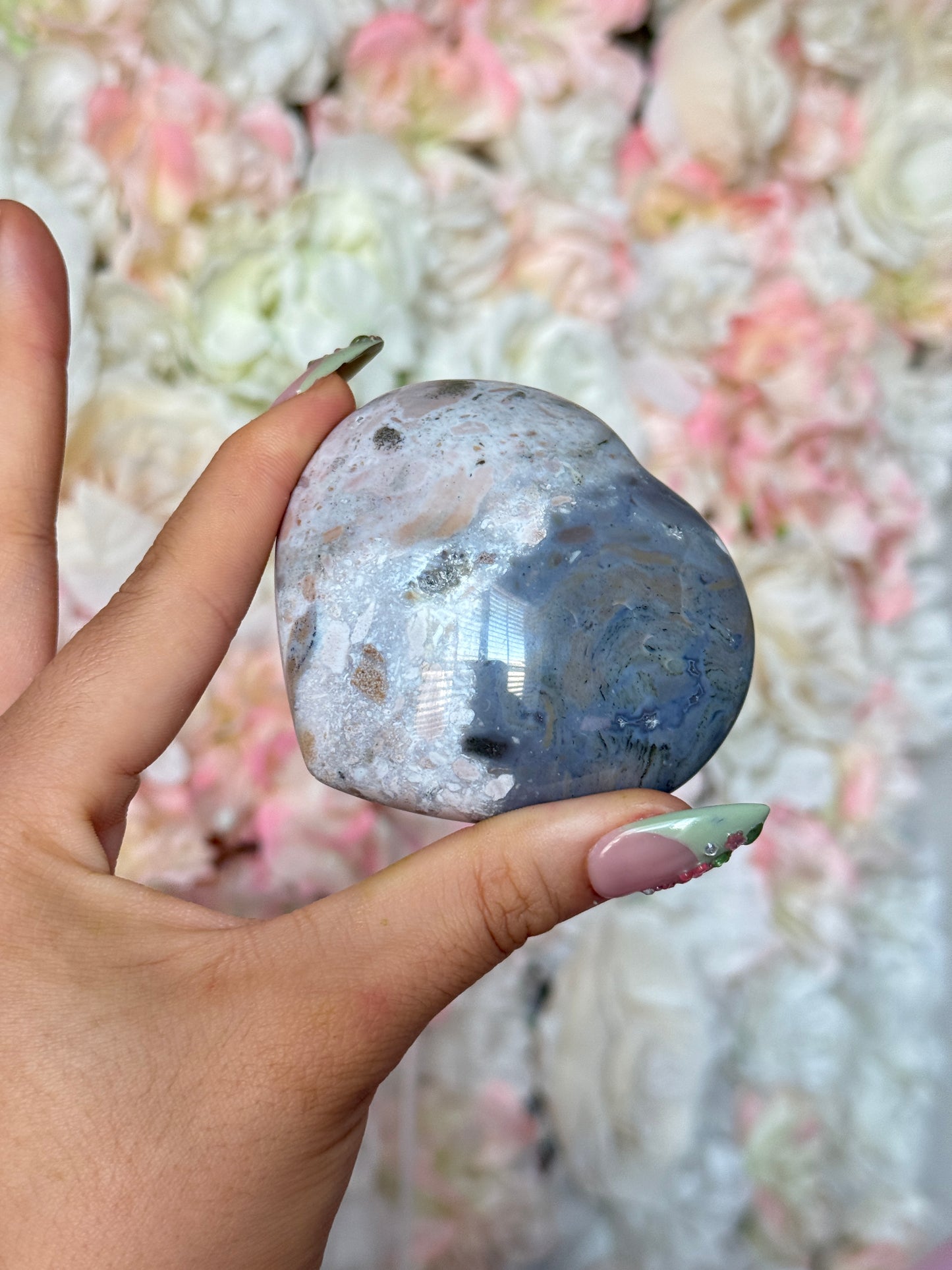 Moody Two Tone Navy Lilac Sea Jasper Heart