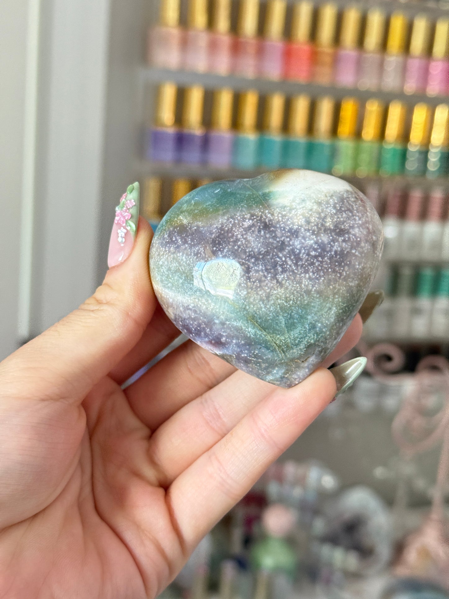 Beautiful Paint Palette Teal Purple Sea Jasper Heart