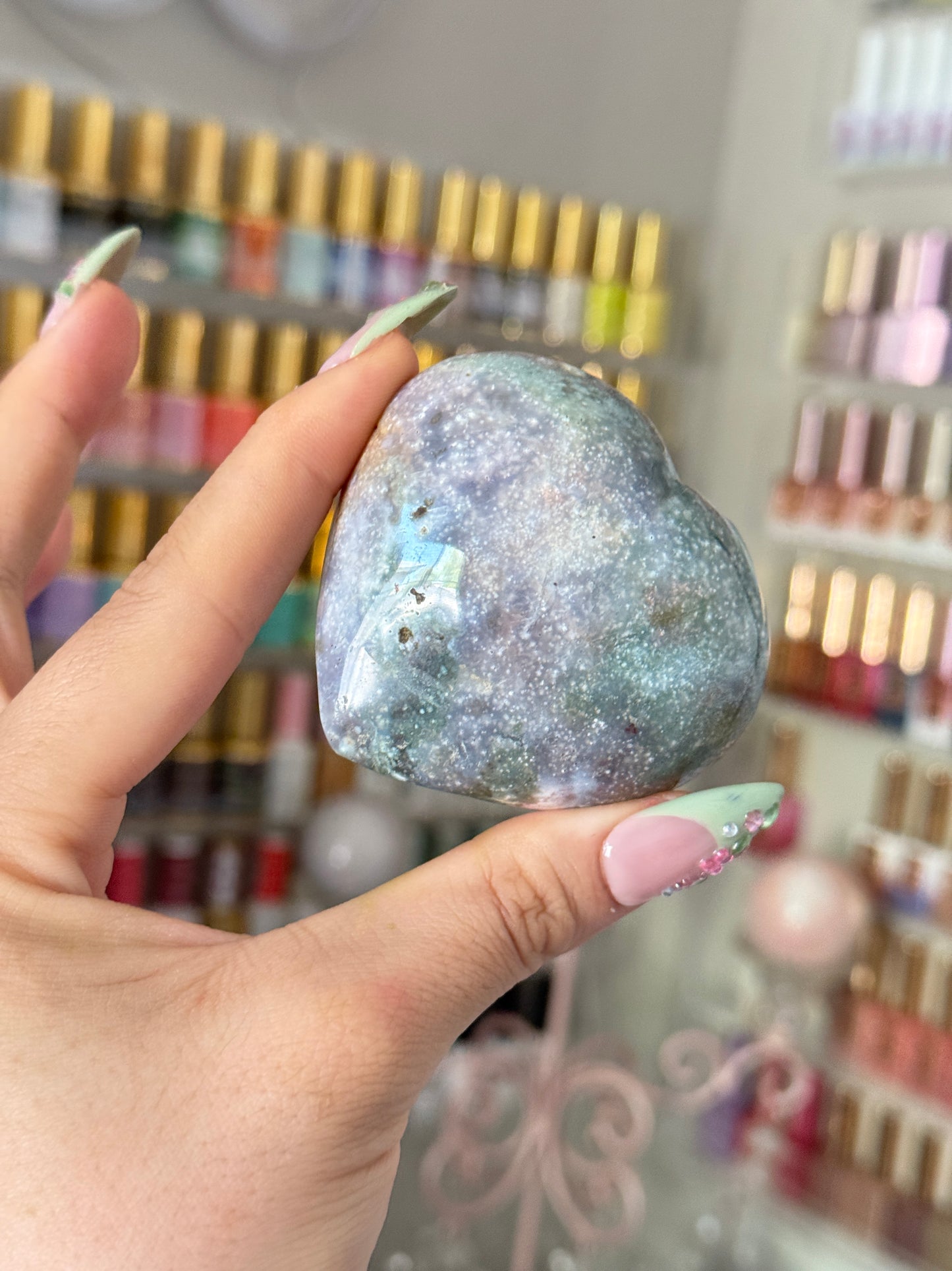 Beautiful Paint Palette Teal Purple Sea Jasper Heart