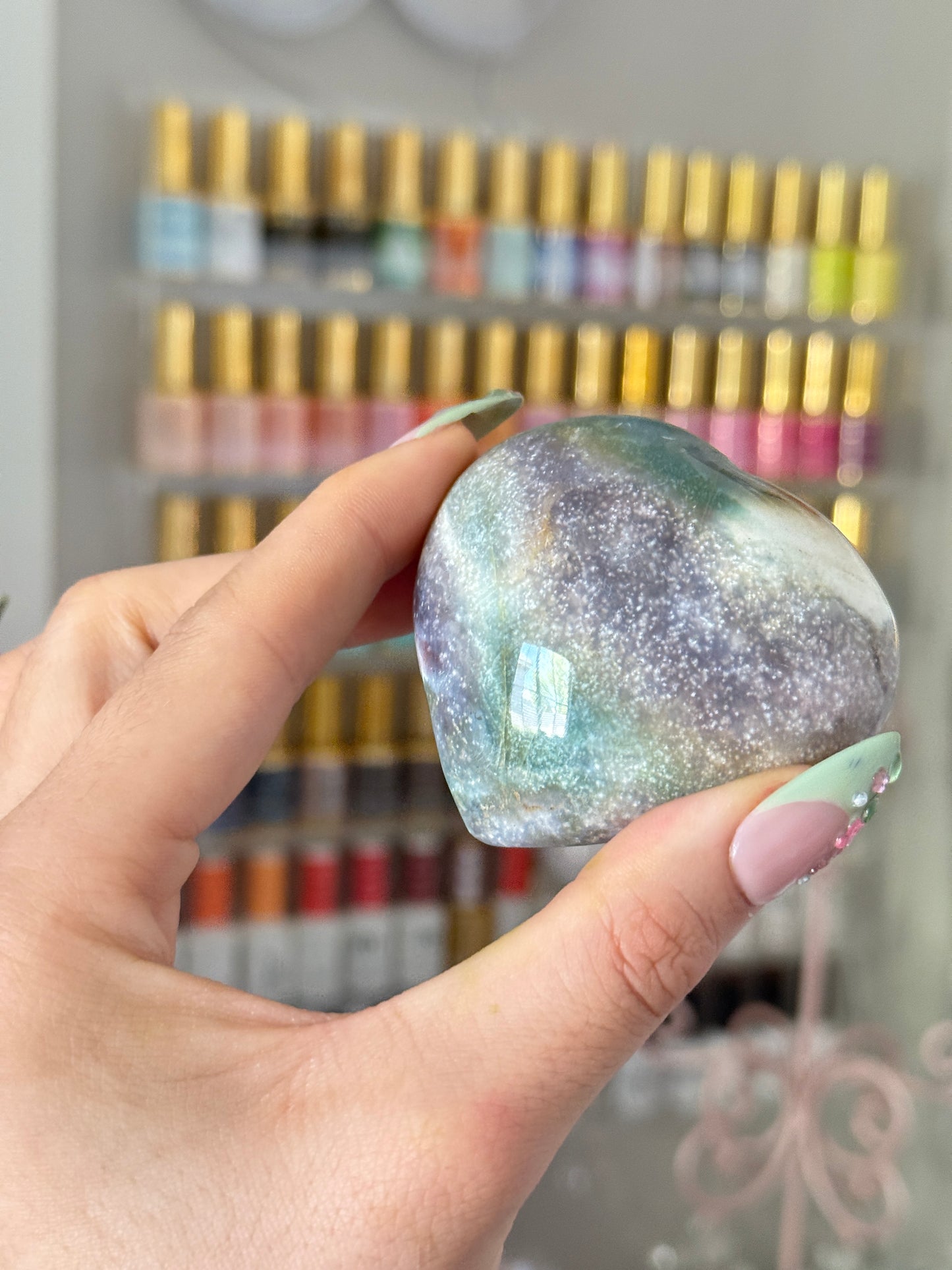 Beautiful Paint Palette Teal Purple Sea Jasper Heart